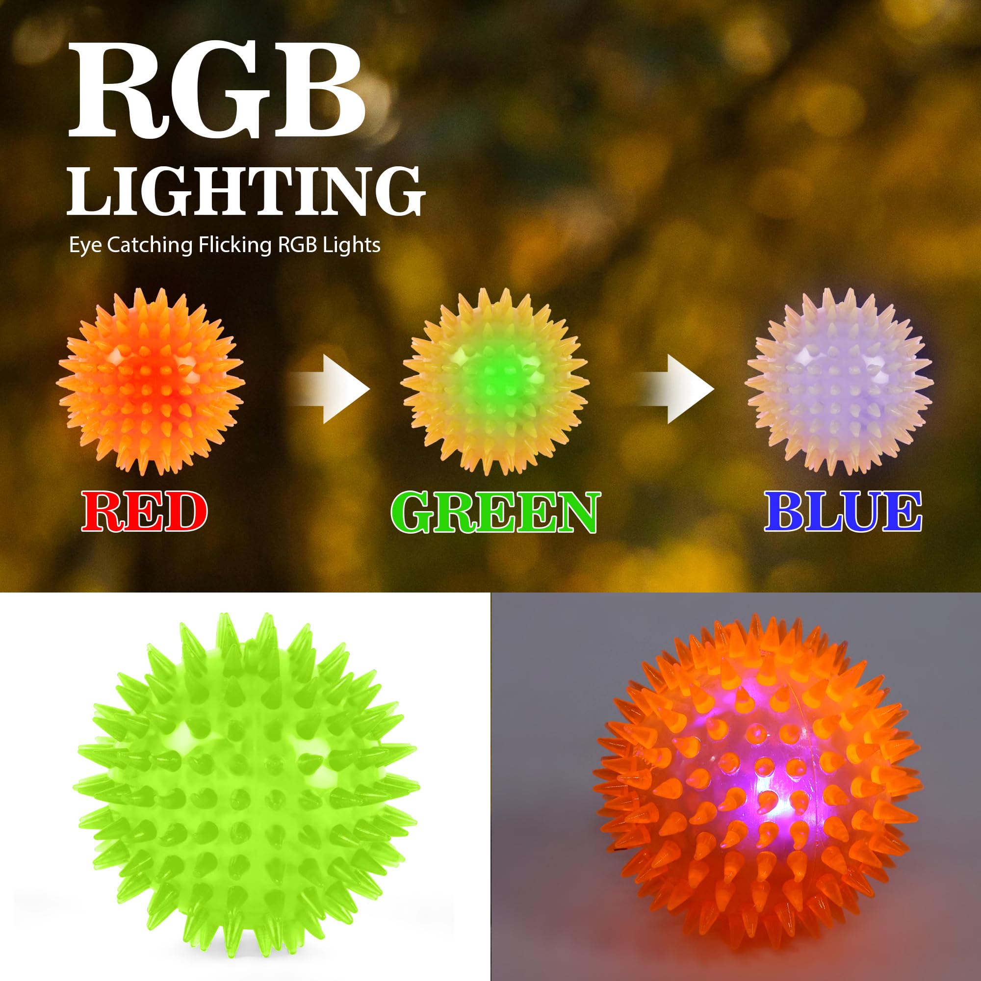 ZUFFIE Spiky Dog Toy Ball Interactive, Durable, Safe Chew Toy - Green