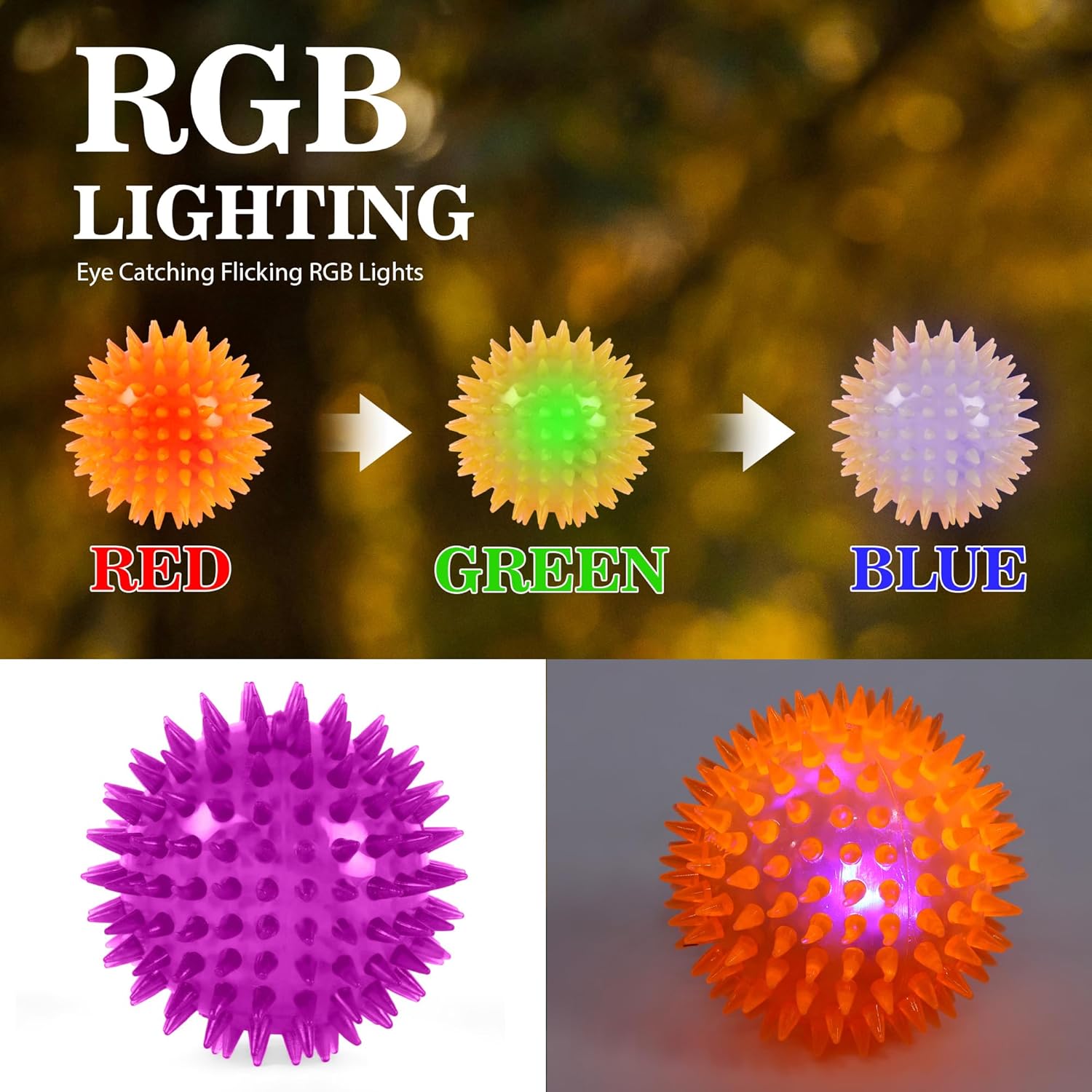 ZUFFIE Spiky Dog Toy Interactive Rubber Ball -Chew Toy for All Breeds - Violet