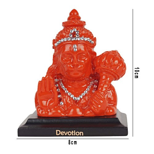 VOILA Lord Hanuman Statue (Orange) – Perfect for Vehicle (Auto/Car/Bus/Truck) Dashboard, Home Temple & Office Decor