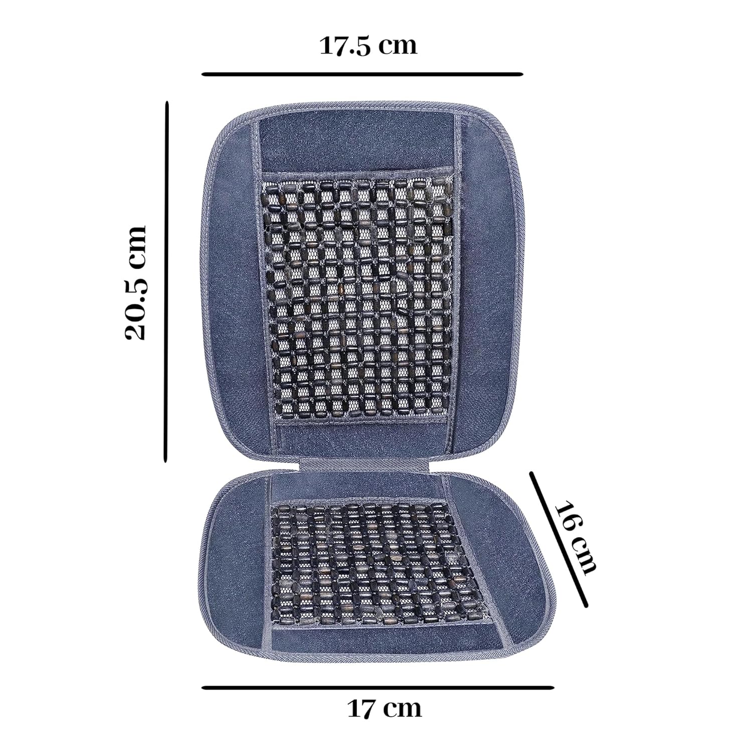 VOILA Wooden Beads Velvet Seat Cover for Cars, Chairs etc (Grey)