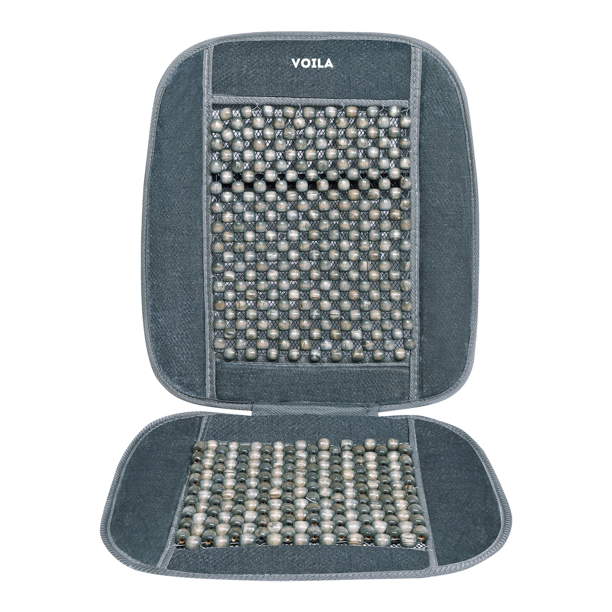 VOILA Wooden Beads Velvet Seat Cover for Cars, Chairs etc (Grey)