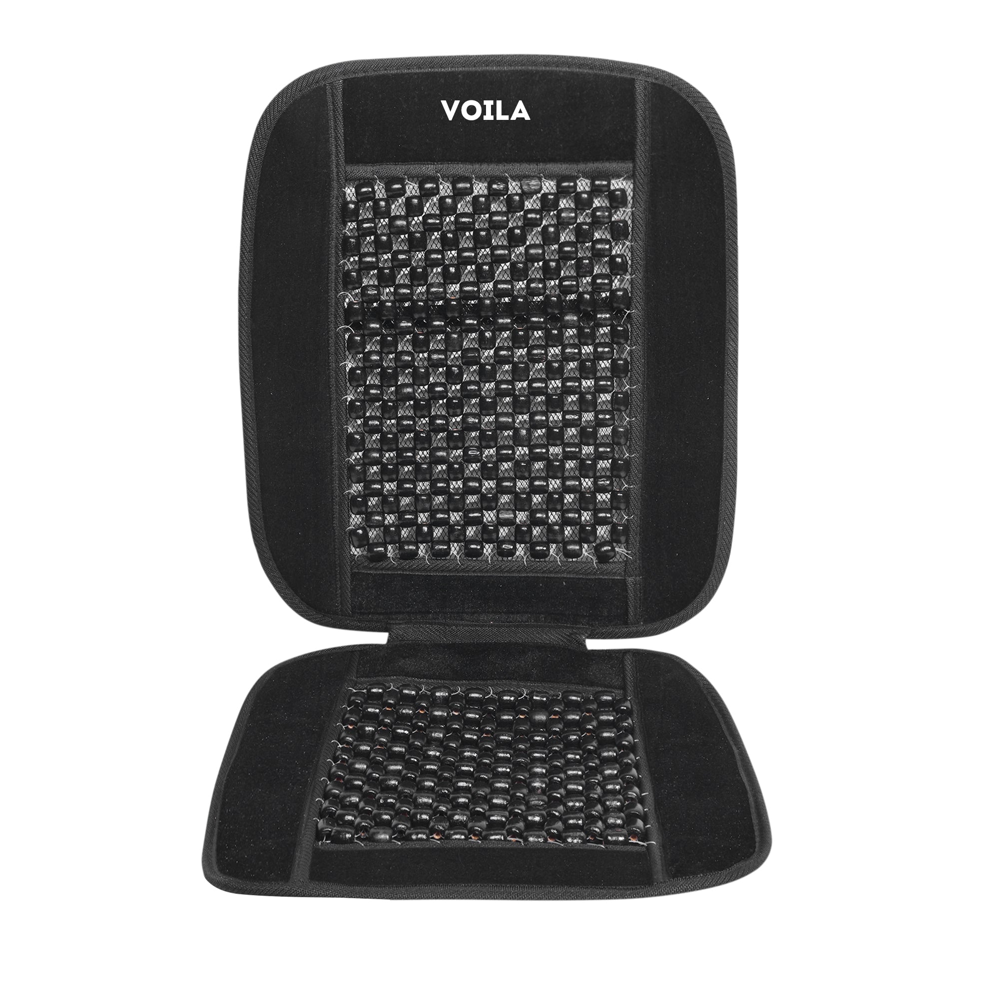VOILA Wooden Beads Velvet Seat Cover for Cars, Chairs etc (Black)