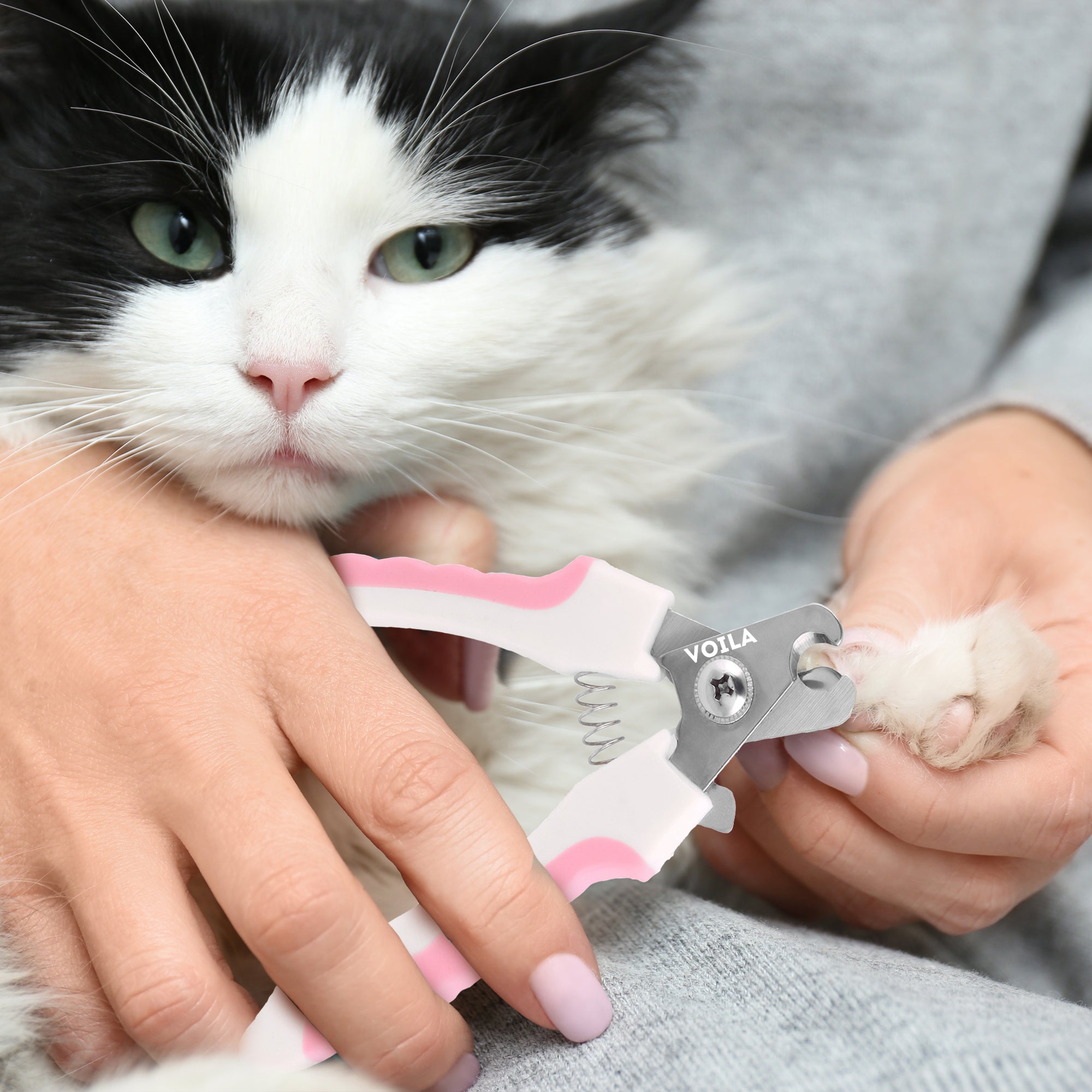 ZUFFIE Pet Nail Clipper & File for Dogs & Cats – Safe, Easy Grooming Tool Set - Pink and White