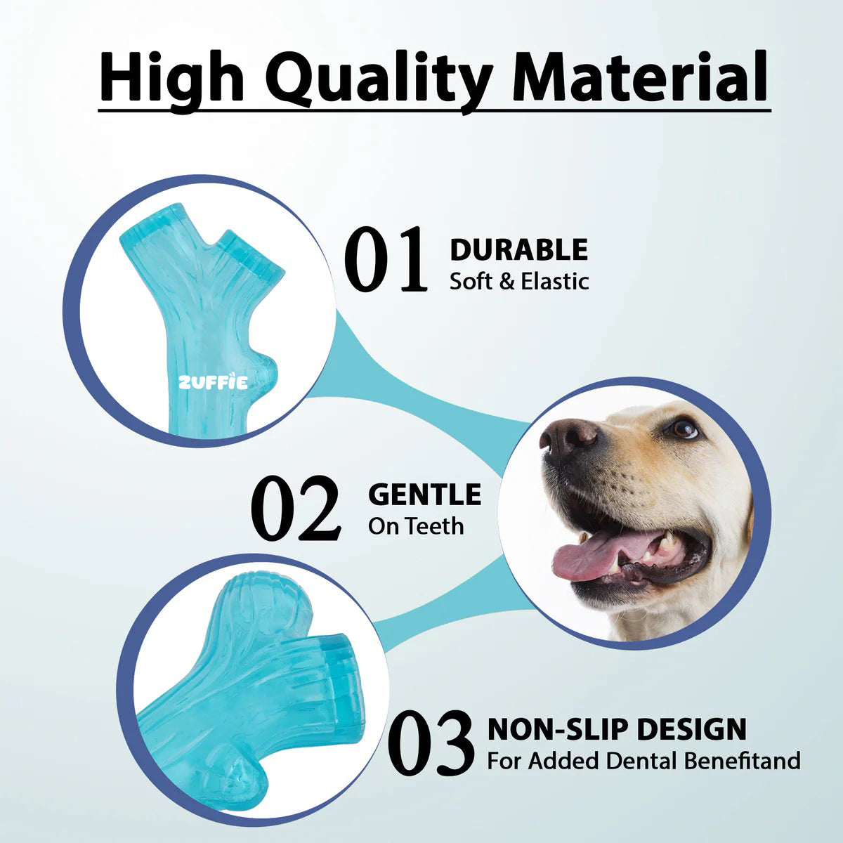 ZUFFIE Branch Shape Dog Chew Toy, Interactive Puppy Teething Aid - Sky Blue