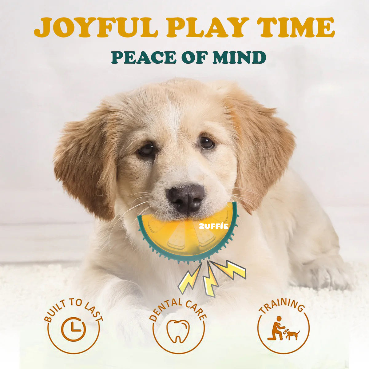 ZUFFIE Lemon Slice Dog Chew Toy – Squeaky Interactive Pet Toy - Yellow