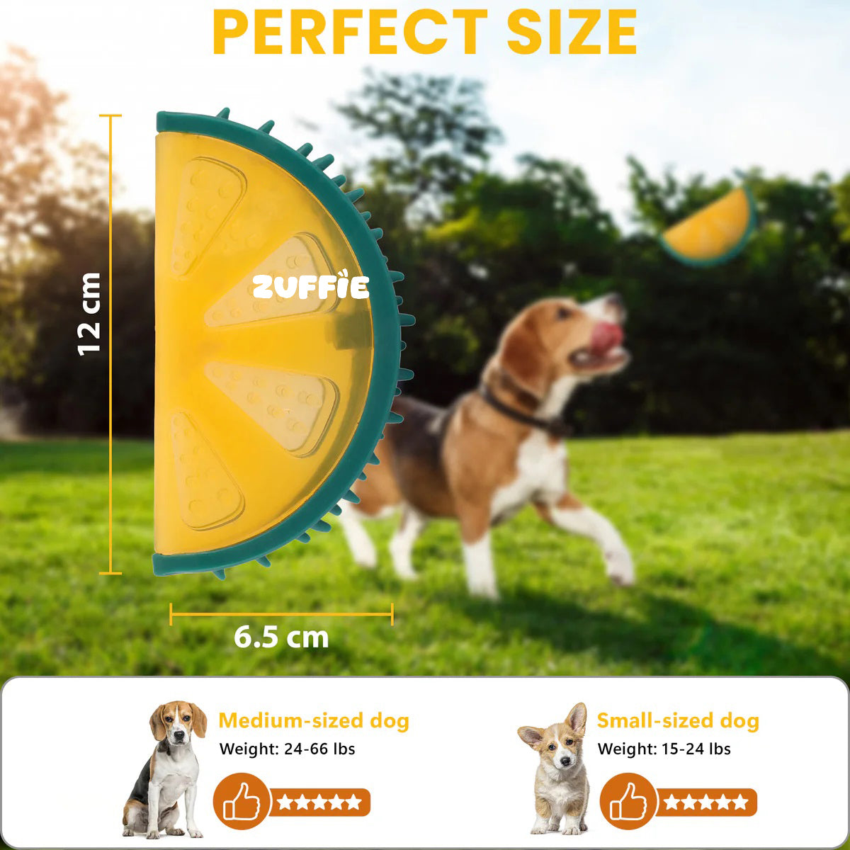 ZUFFIE Lemon Slice Dog Chew Toy – Squeaky Interactive Pet Toy - Yellow