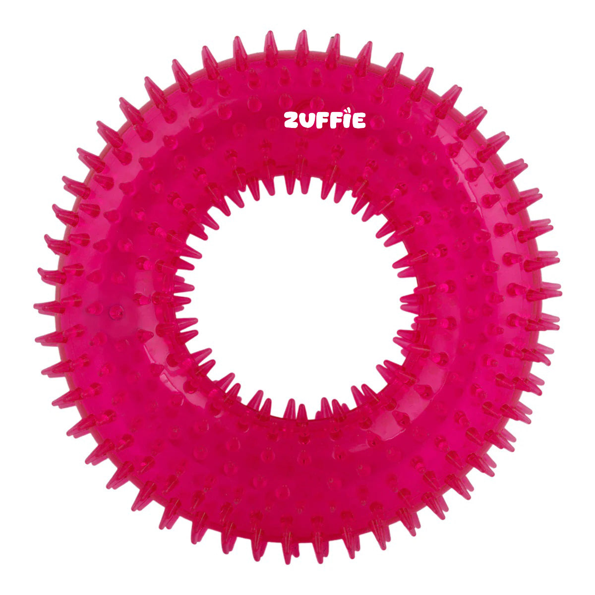 ZUFFIE Ring Shaped Dog Chew Toy – Spiked Toy for Small, Medium & Large Breeds- Magenta