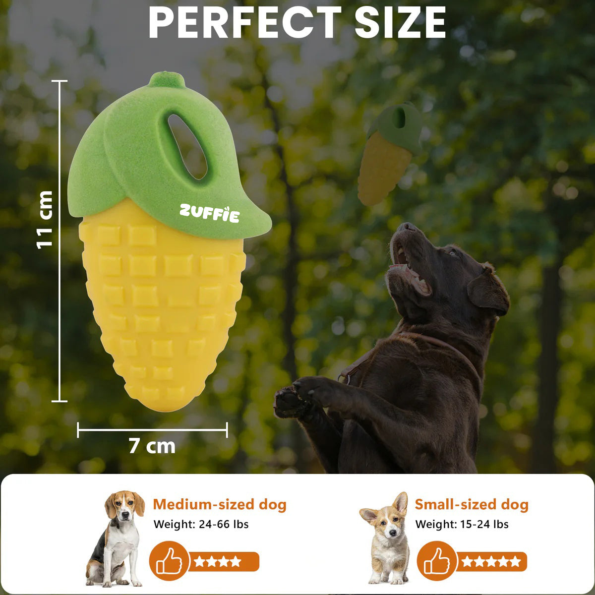ZUFFIE Corn-Shaped Chewing Toy for Puppies, Small & Medium Dogs – Yellow & Green