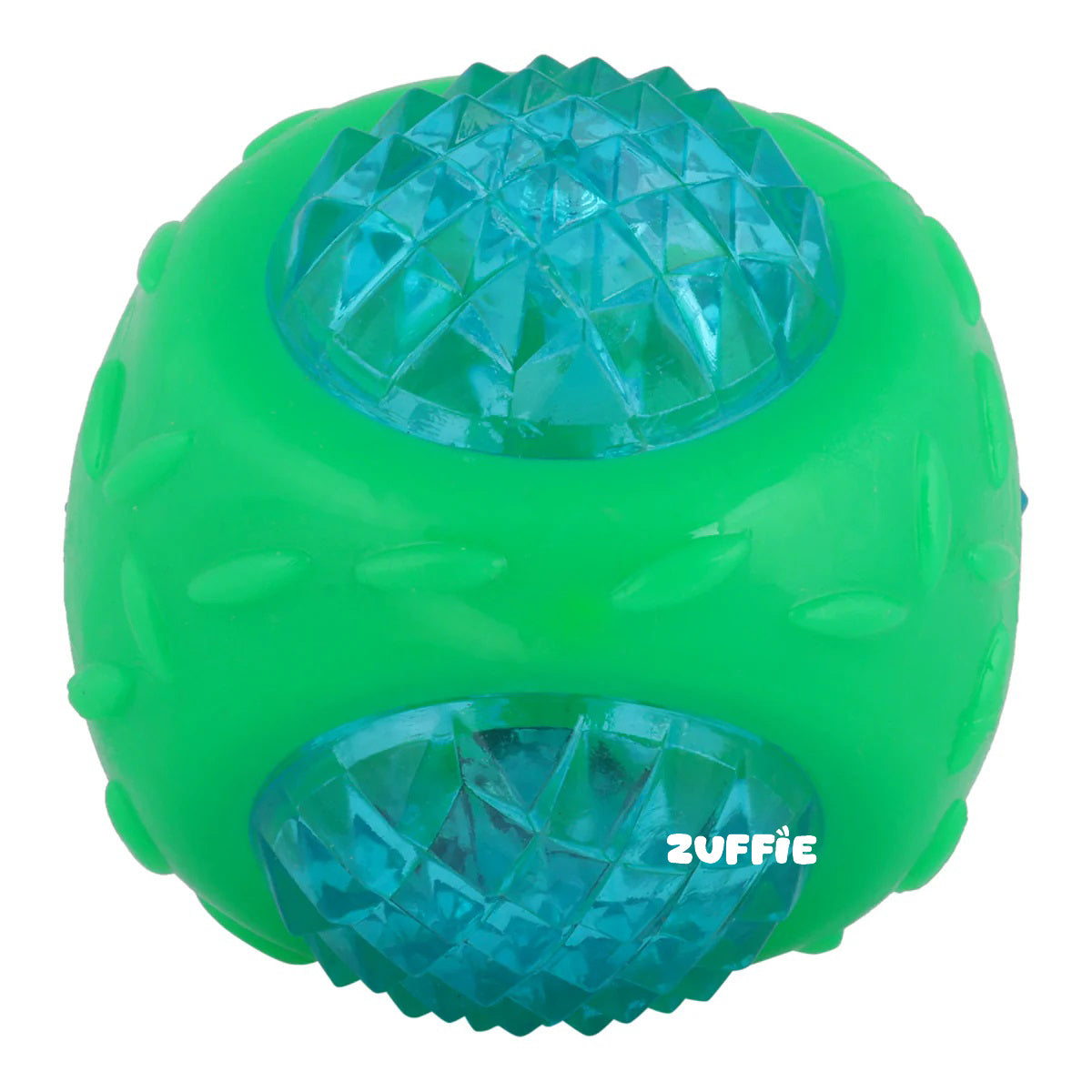 ZUFFIE Flashing Ball Dog Chew Toy for Small, Medium & Large Dogs - Green & Blue