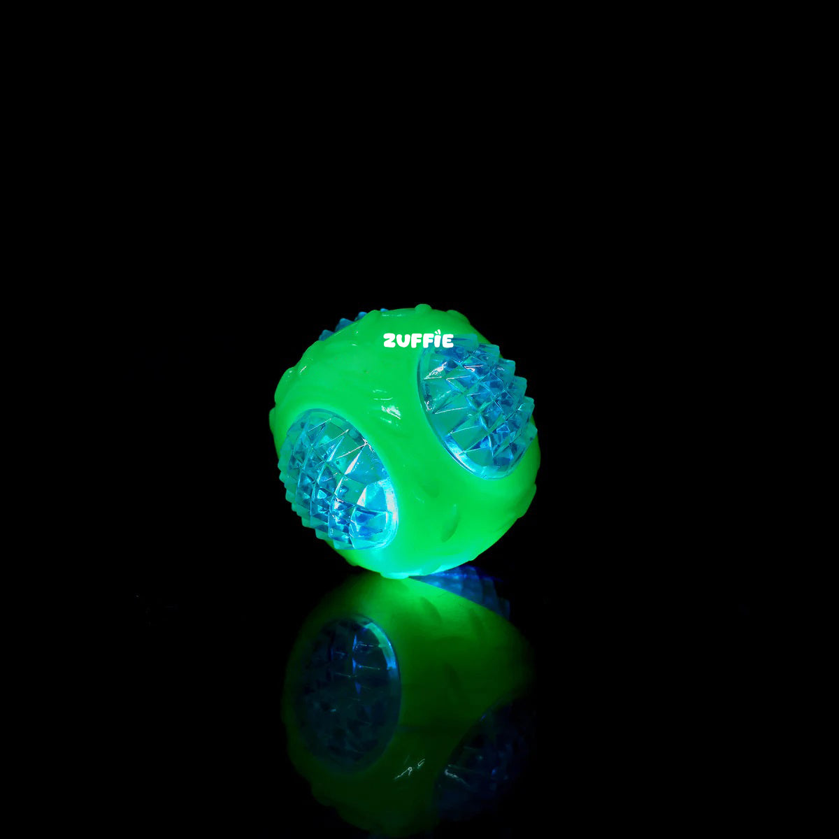 ZUFFIE Flashing Ball Dog Chew Toy for Small, Medium & Large Dogs - Green & Blue
