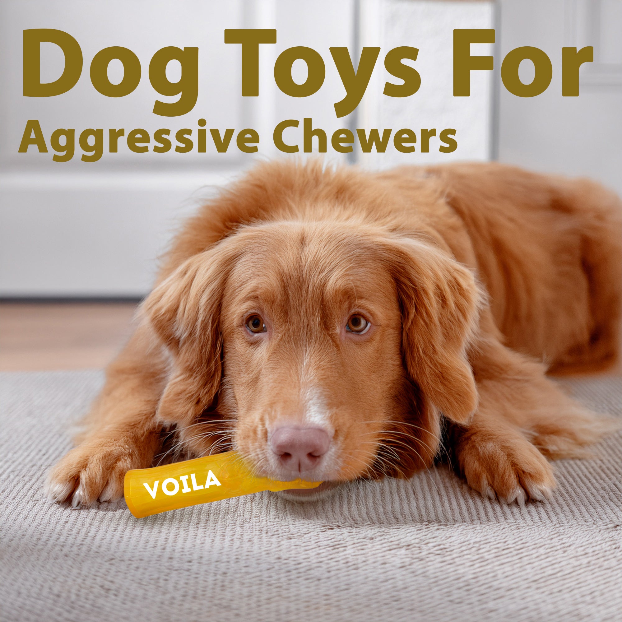 ZUFFIE Branch Shape Dog Chew Toy, Interactive Puppy Teething Aid - Yellow
