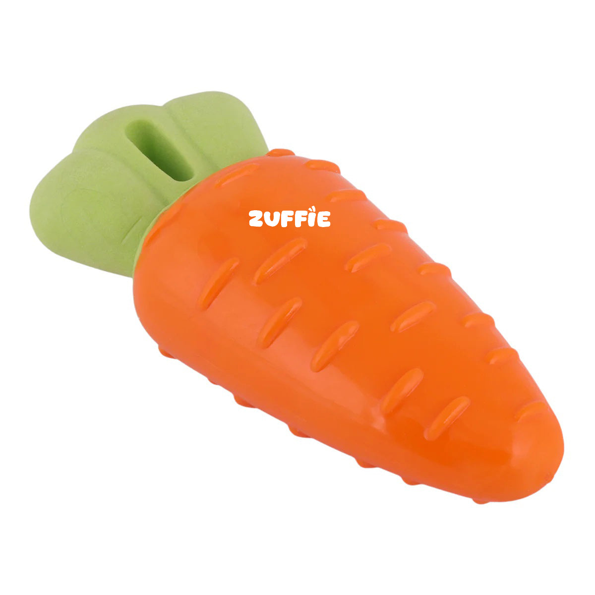 ZUFFIE Carrot-Shaped Dog Chew Toy for Puppies, Small & Medium Dogs - Orange & Green