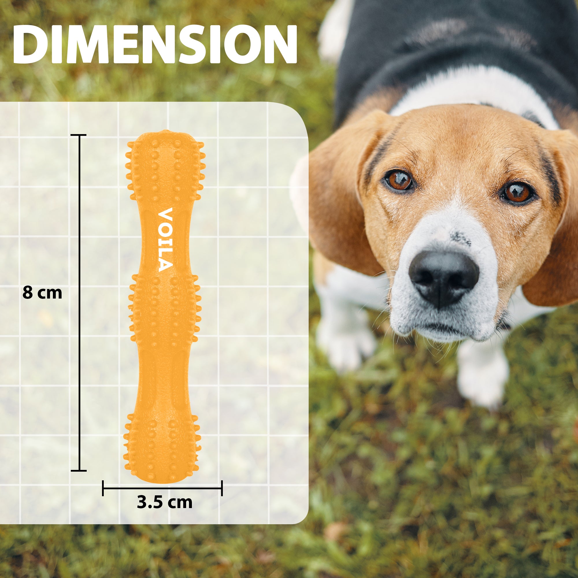 ZUFFIE Dog Chew Toy – Tough Spiky Stick for Medium & Large Pets- Orange
