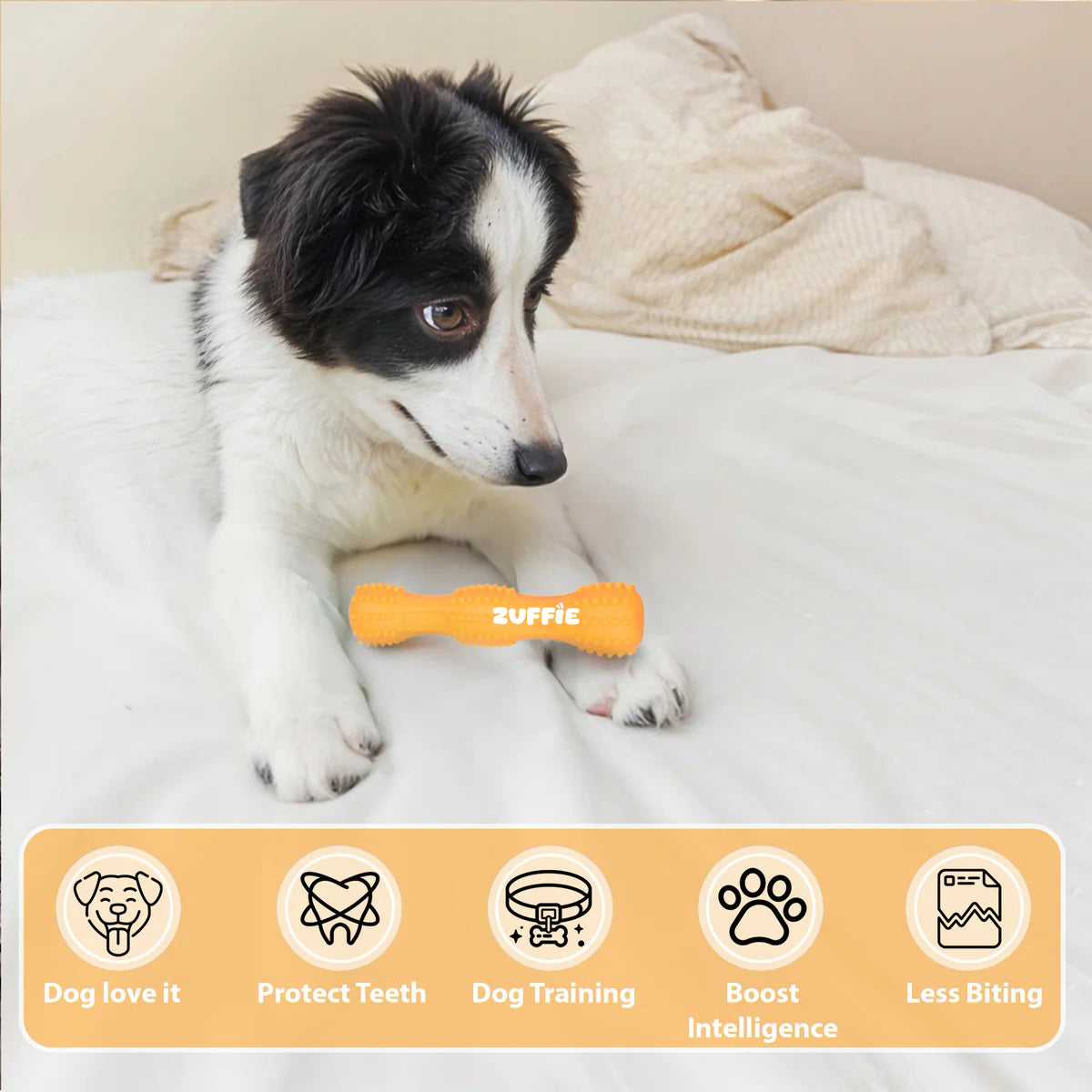 ZUFFIE Dog Chew Toy – Tough Spiky Stick for Medium & Large Pets- Orange