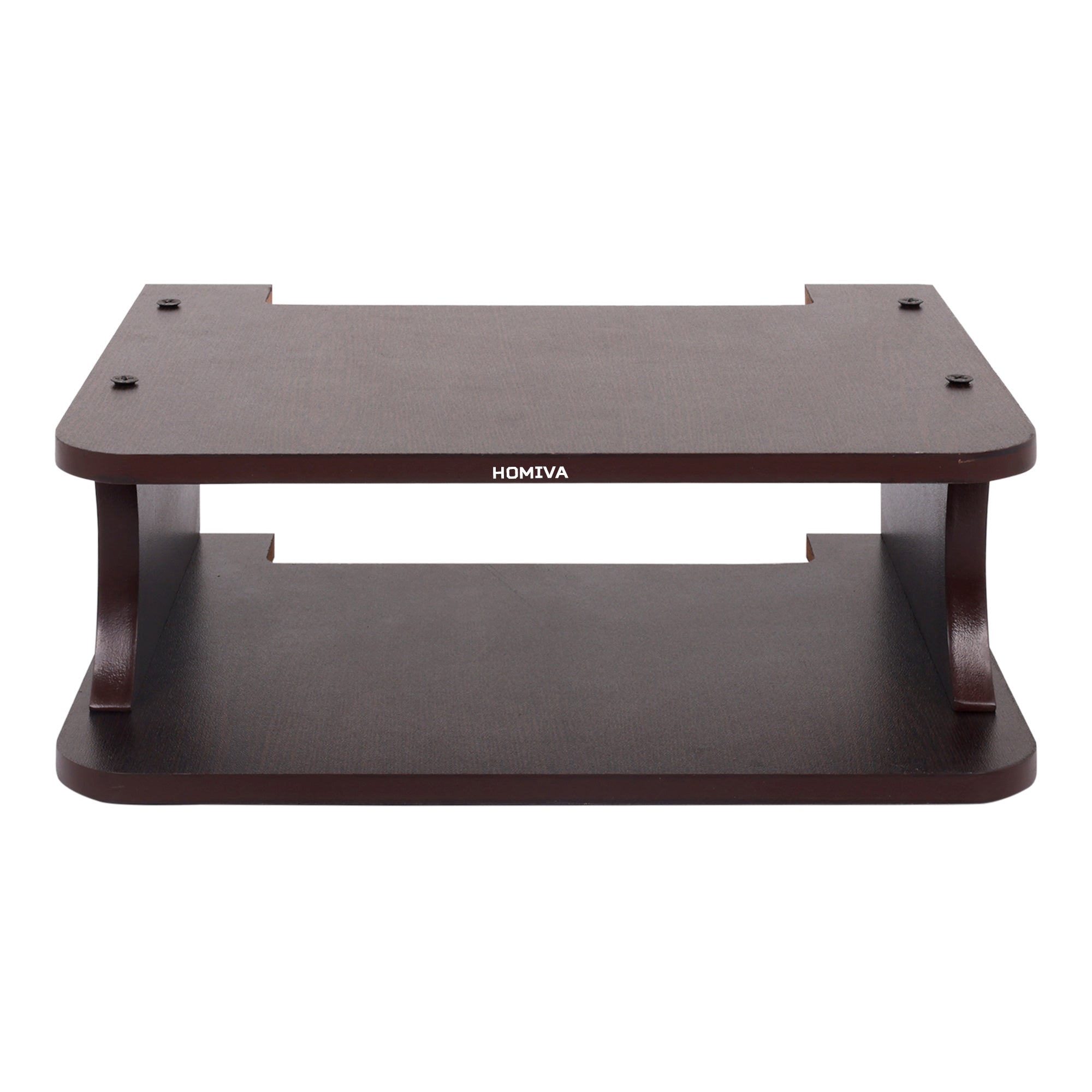 HOMIVA DIY Compact Wooden Wall Mount Stand with Curved Side Design - Brown