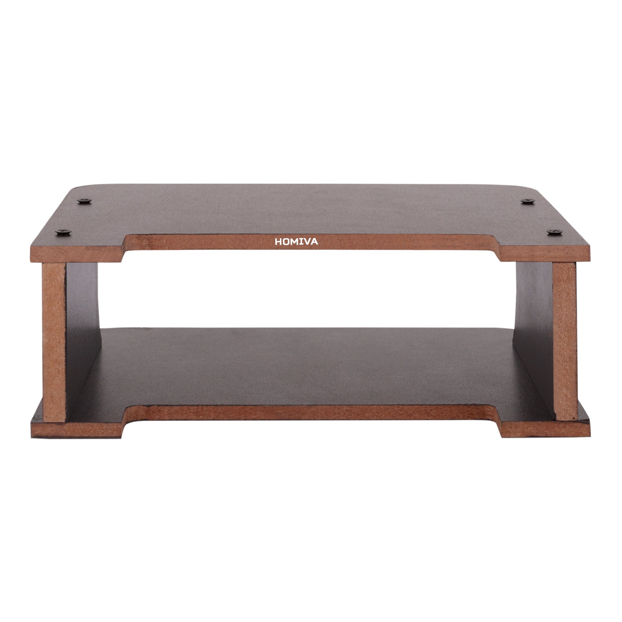 HOMIVA DIY Compact Wooden Wall Mount Stand with Curved Side Design - Brown