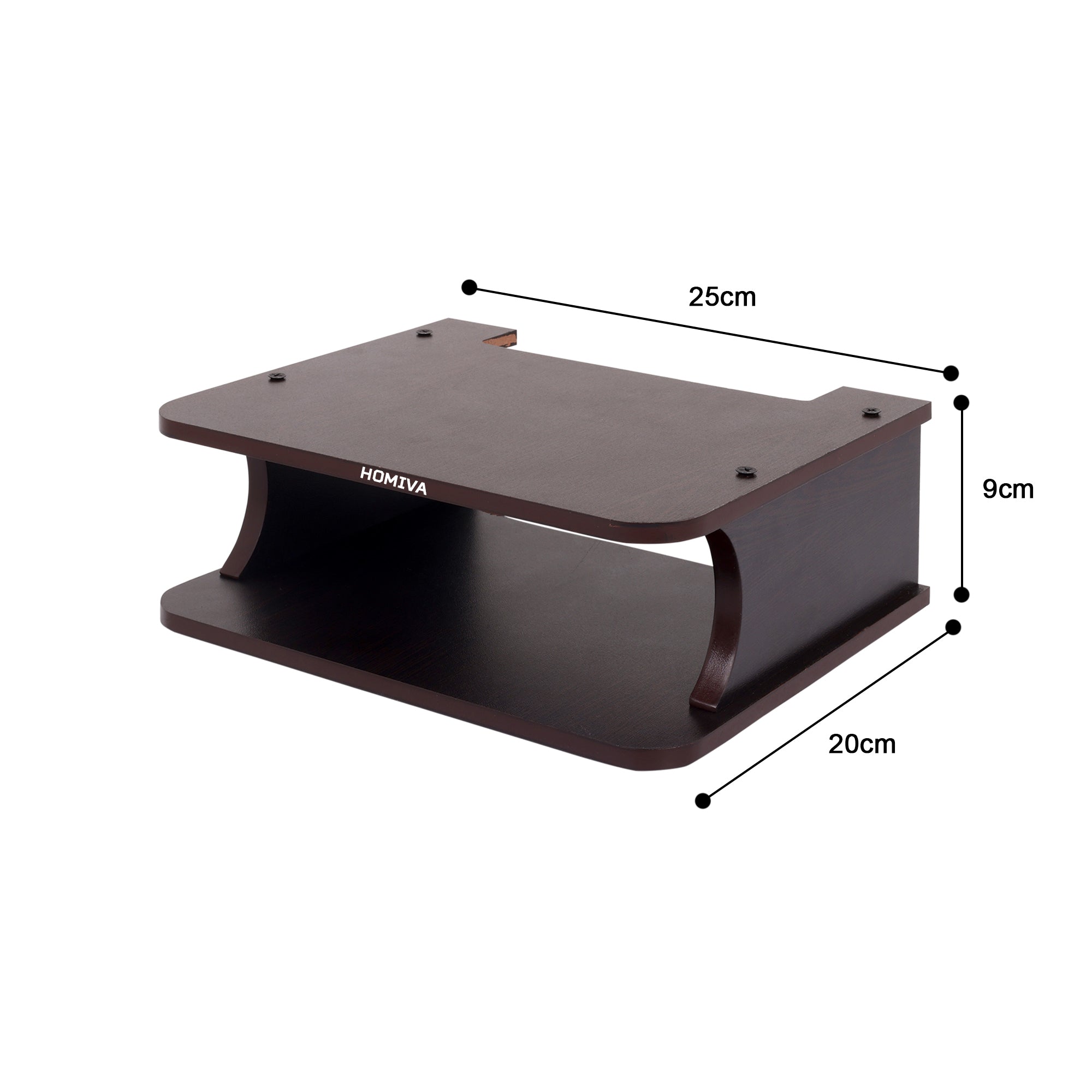 HOMIVA DIY Compact Wooden Wall Mount Stand with Curved Side Design - Brown