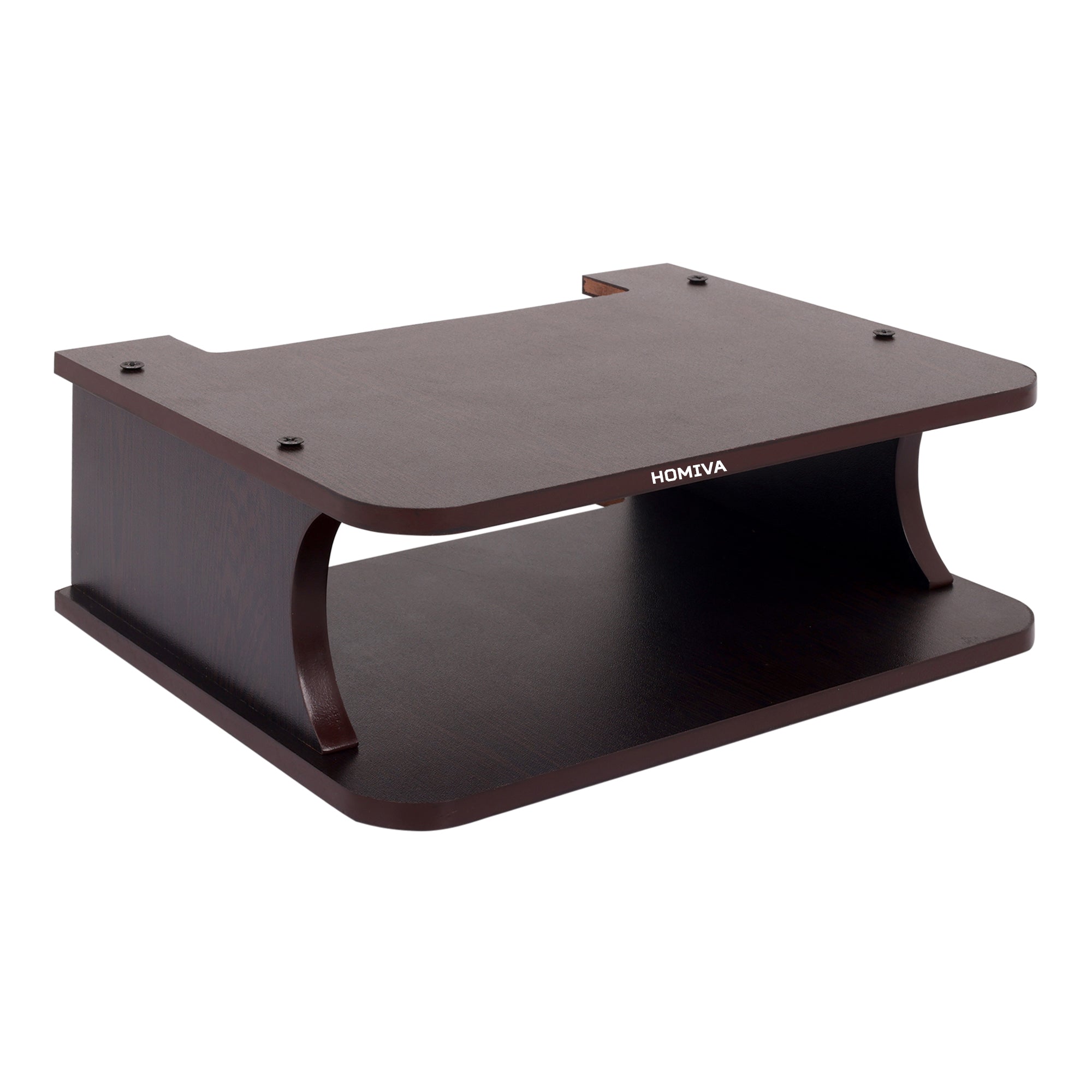 HOMIVA DIY Compact Wooden Wall Mount Stand with Curved Side Design - Brown