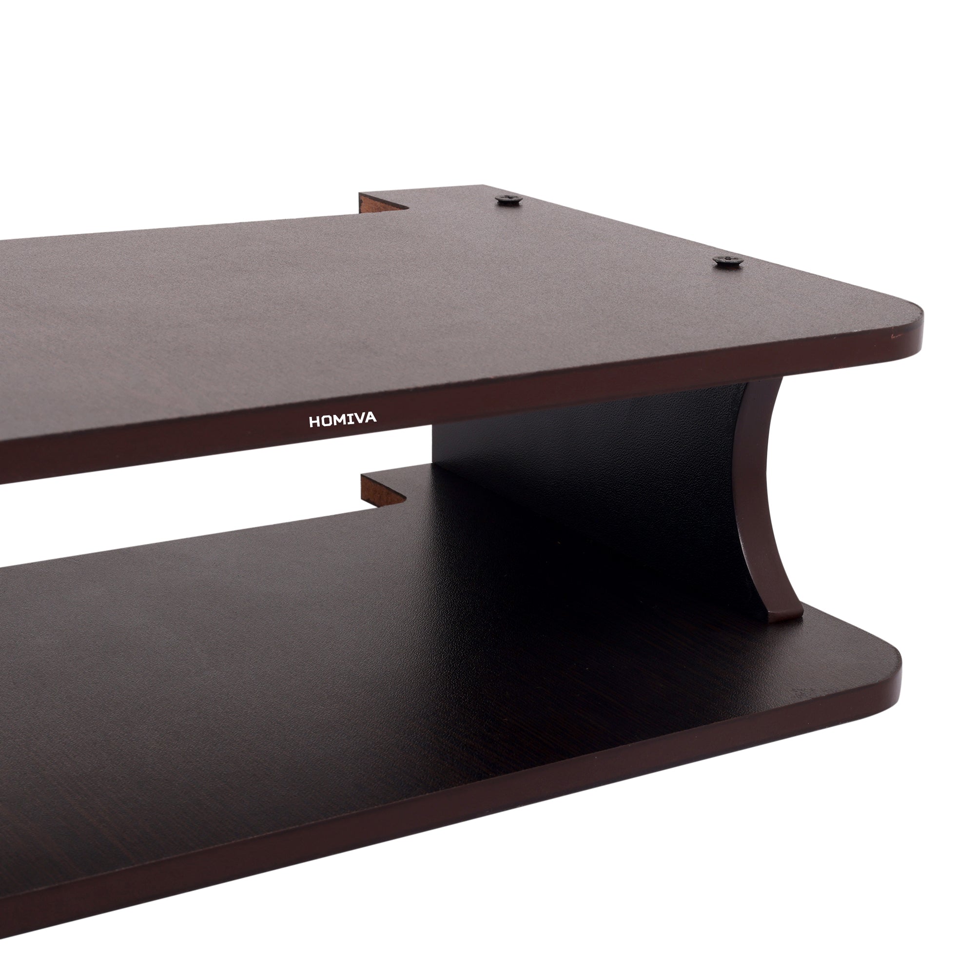 HOMIVA DIY Compact Wooden Wall Mount Stand with Curved Side Design - Brown