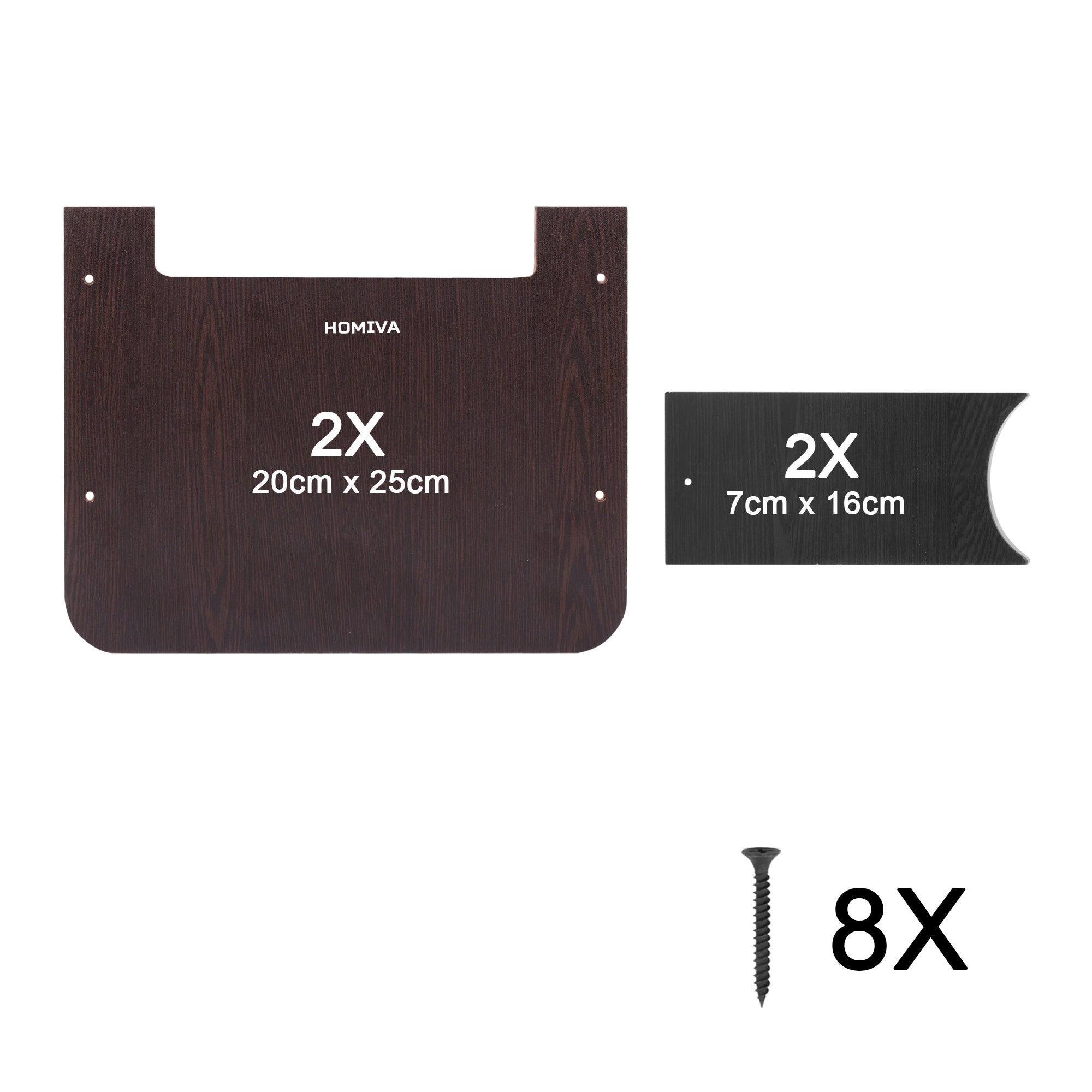 HOMIVA DIY Compact Wooden Wall Mount Stand with Curved Side Design - Brown