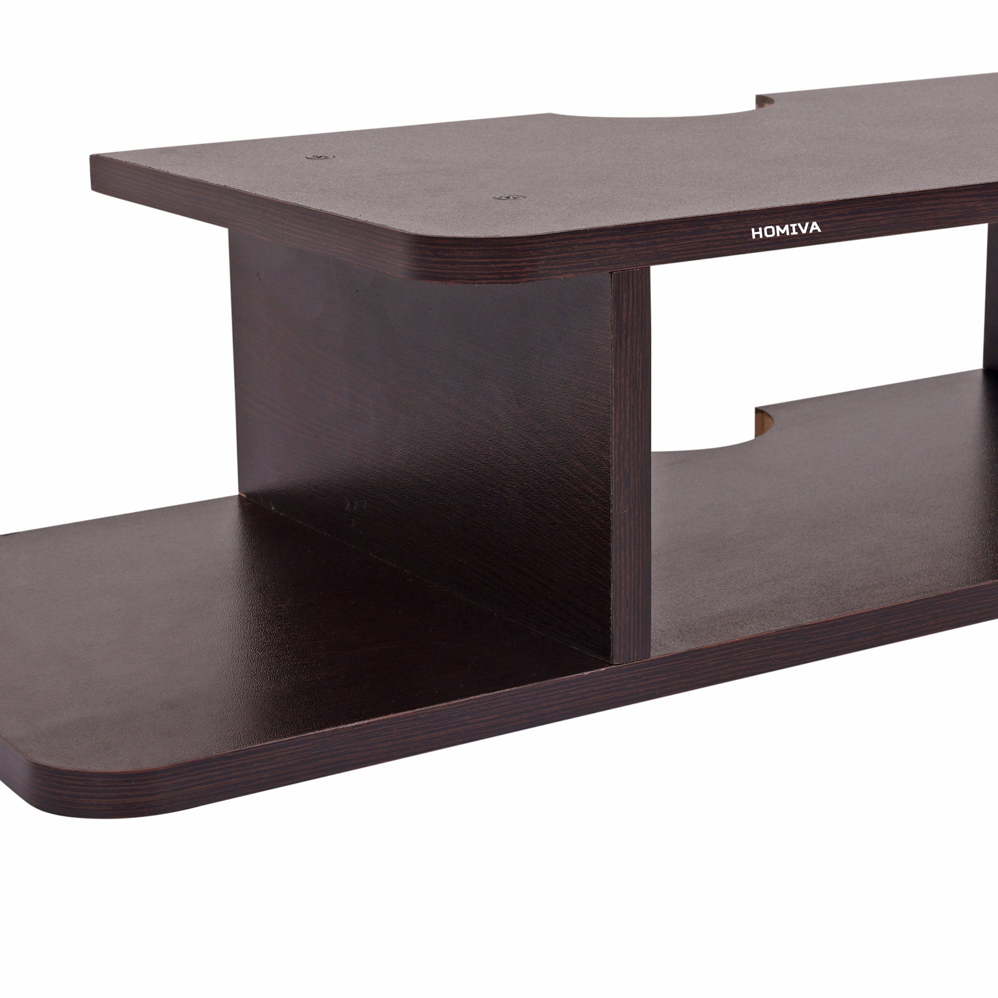 HOMIVA DIY Wall-Mounted Dual-Layer Wooden Shelf, Ideal for media devices, routers - Dark Brown