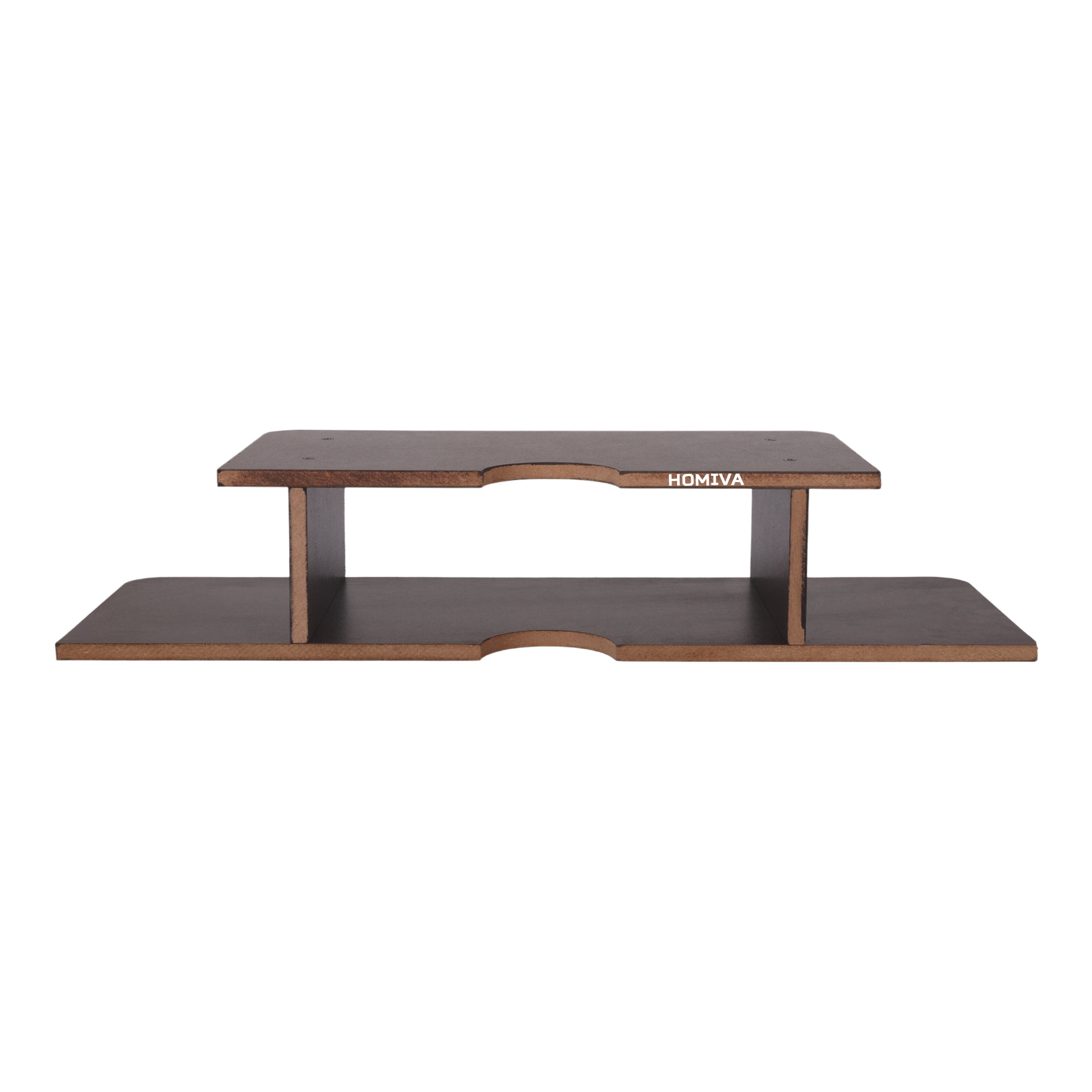HOMIVA DIY Wall-Mounted Dual-Layer Wooden Shelf, Ideal for media devices, routers - Dark Brown
