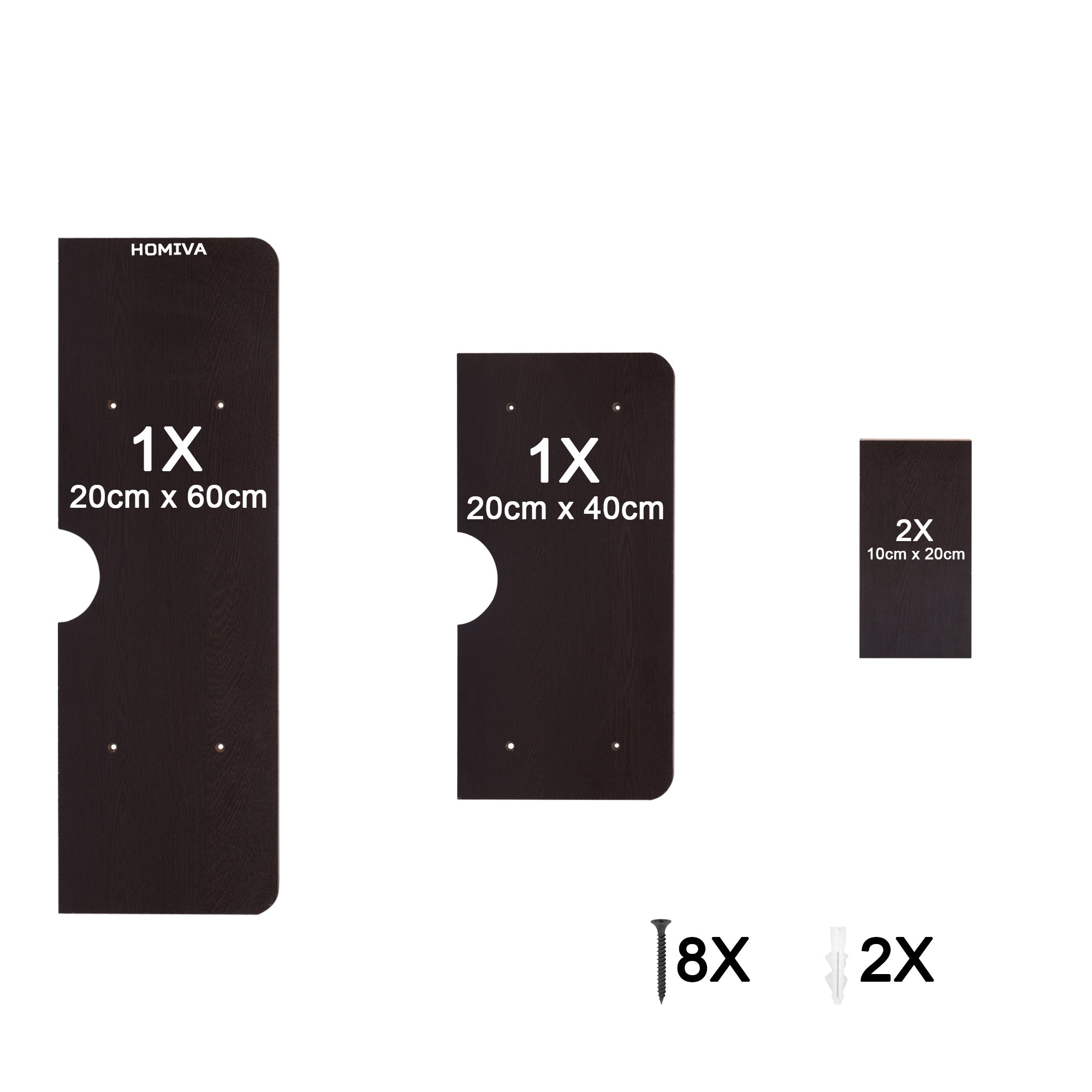 HOMIVA DIY Wall-Mounted Dual-Layer Wooden Shelf, Ideal for media devices, routers - Dark Brown