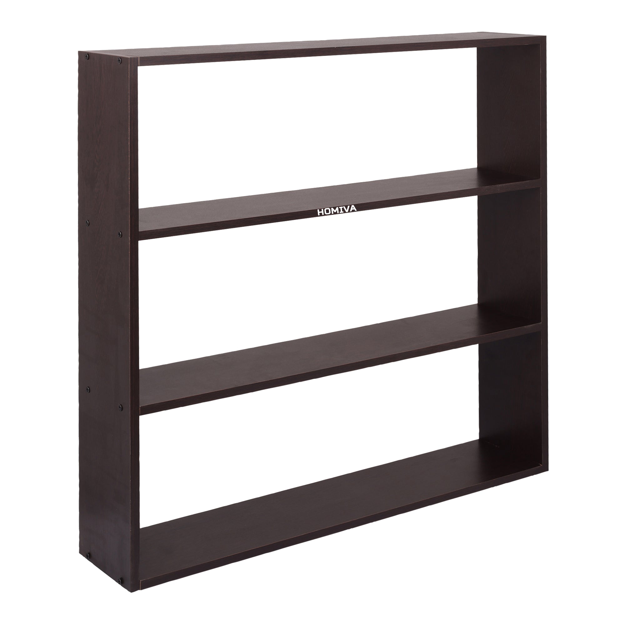 HOMIVA DIY Modern 4-tier Open Wooden Shelf, Ideal for Storing Crockery - Dark Brown