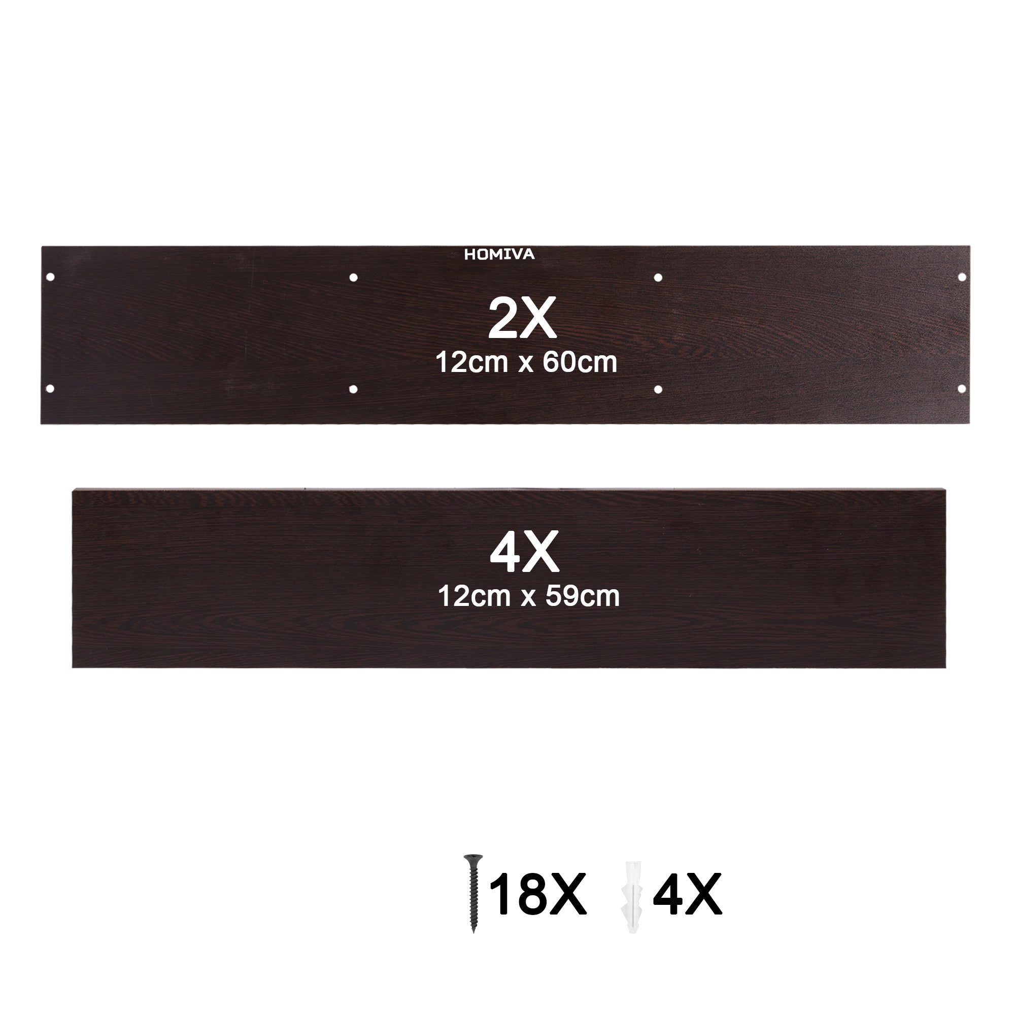 HOMIVA DIY Modern 4-tier Open Wooden Shelf, Ideal for Storing Crockery - Dark Brown