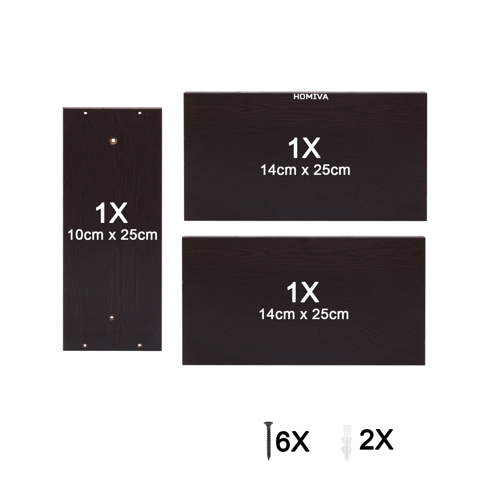 HOMIVA DIY Compact T-shaped wooden wall-mounted shelf - Dark Brown