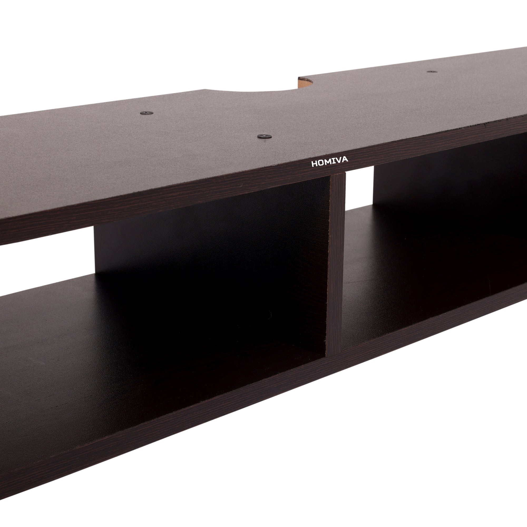 HOMIVA DIY Wall-Mounted 2 Triple-Layer Shelves and 1 3-Compartment Set - Brown