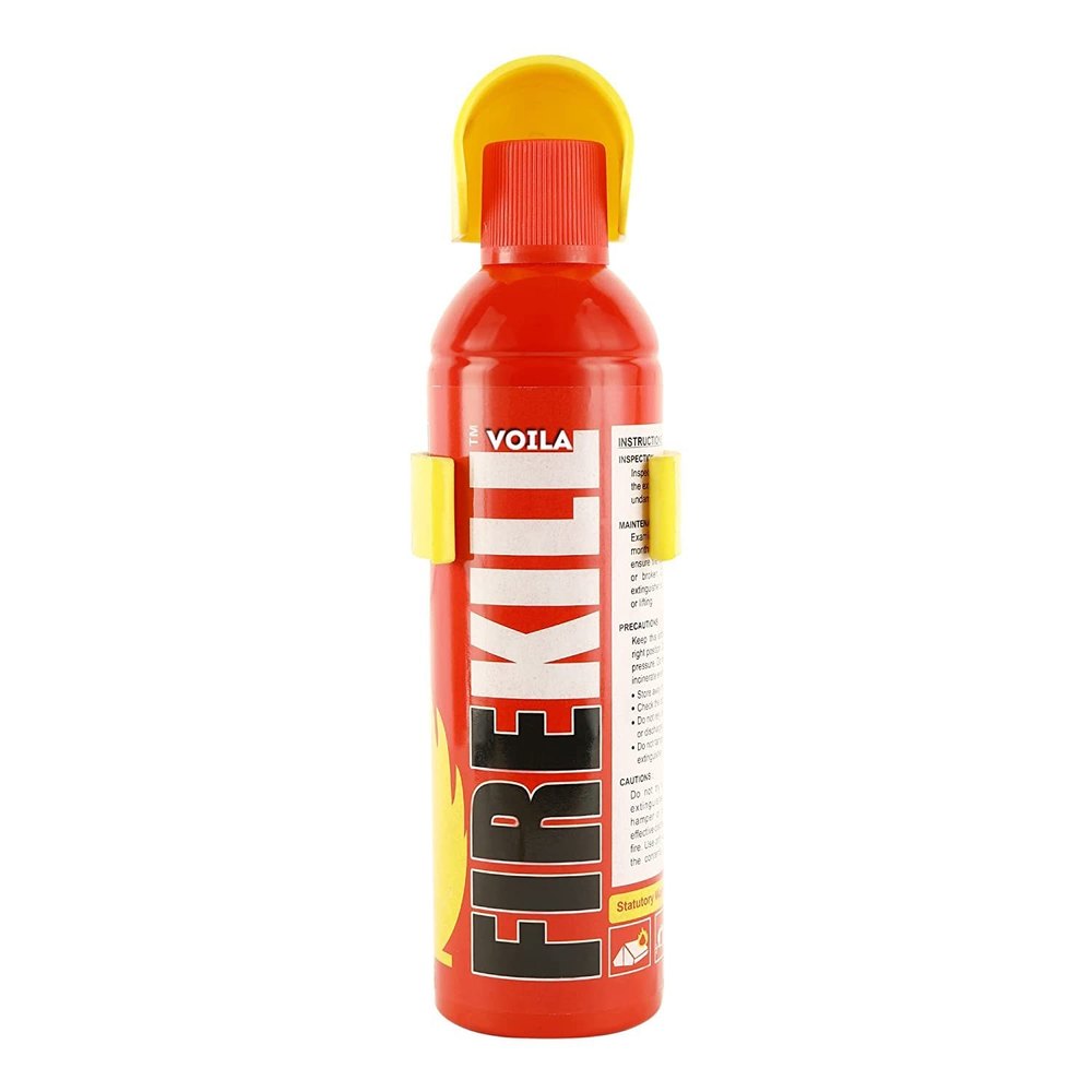 VOILA Fire Kill, Portable & Easy to Use, Made in India, refillable in Aluminum container, 500 ml Fire Extinguisher Spray with Stand for Car, Bus, Truck, Cab, Auto, Home & Kitchen etc
