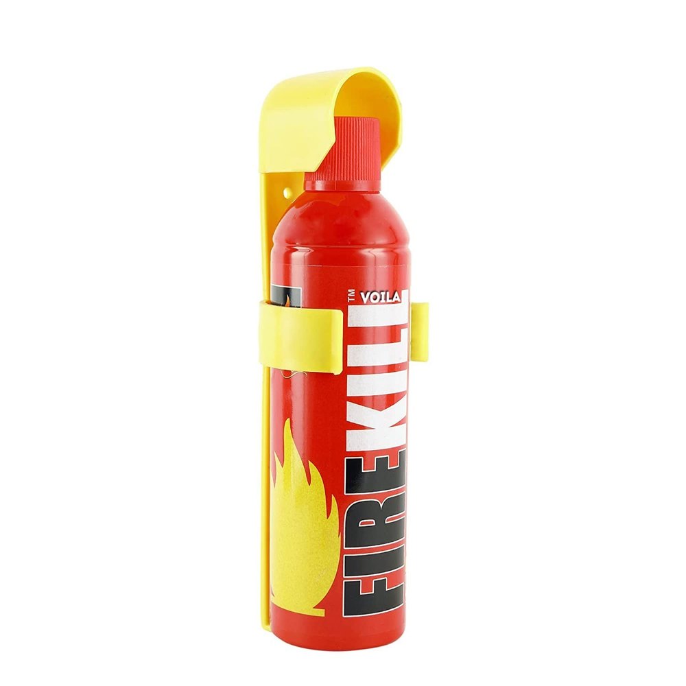 VOILA Fire Kill, Portable & Easy to Use, Made in India, refillable in Aluminum container, 500 ml Fire Extinguisher Spray with Stand for Car, Bus, Truck, Cab, Auto, Home & Kitchen etc