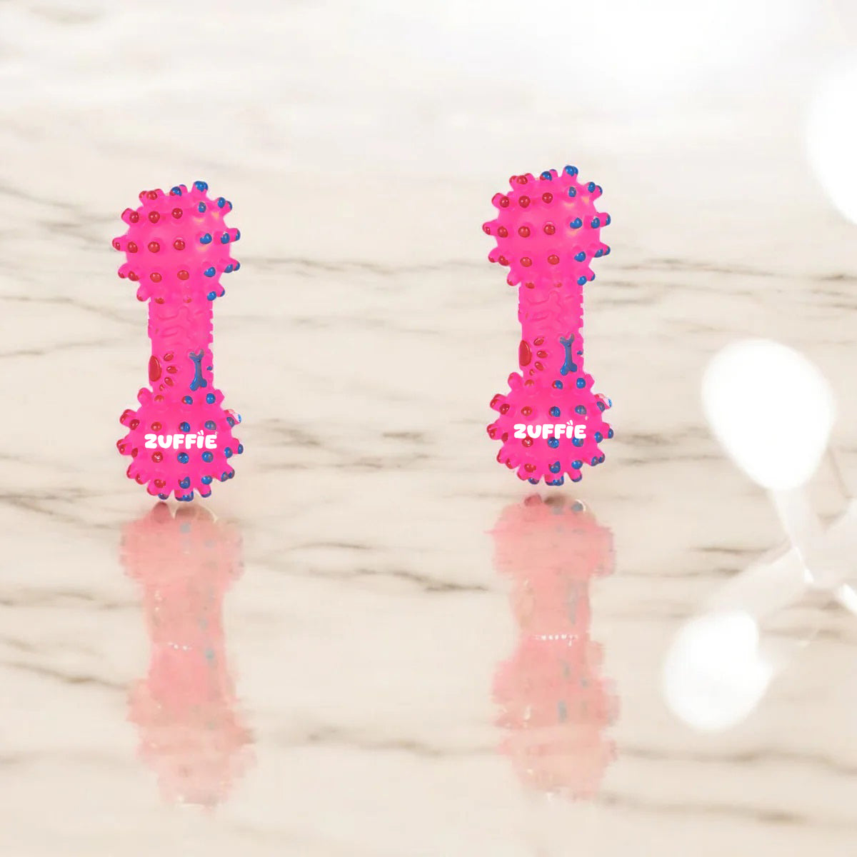 ZUFFIE Pink Pet Dumbbell Interactive Toy for Dogs For Small, Medium & Large Dogs