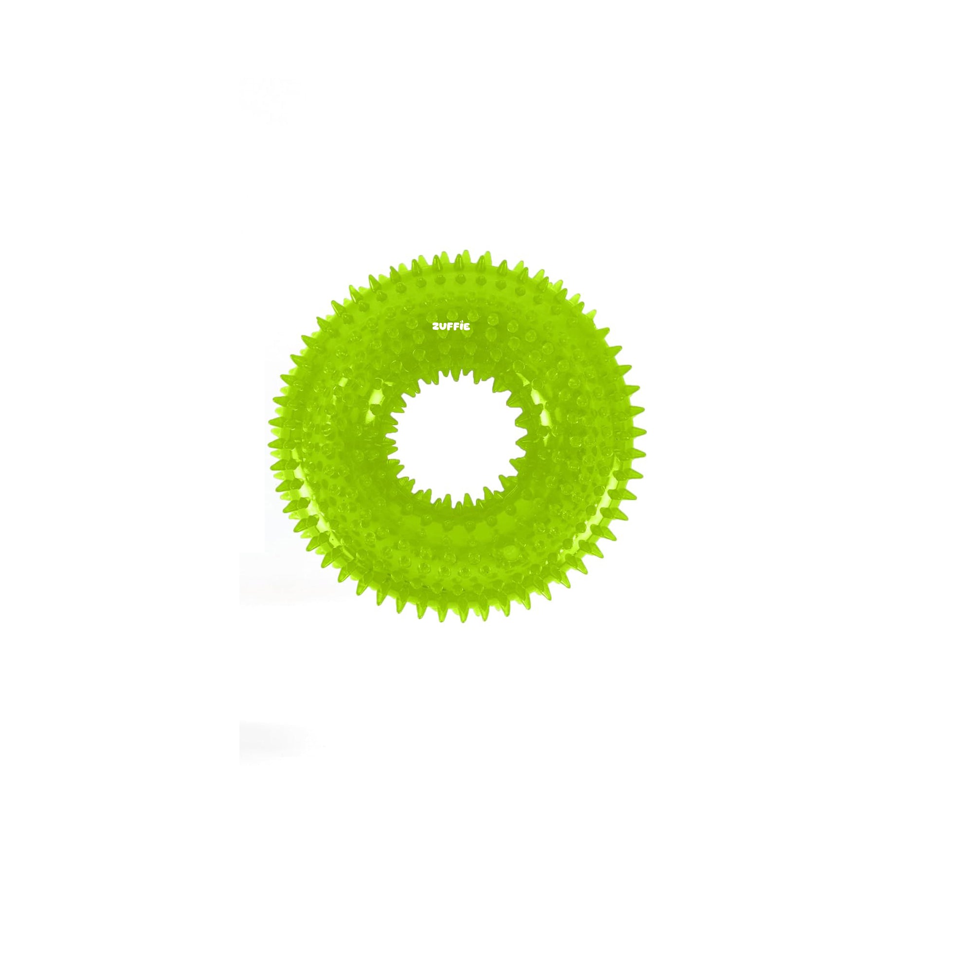 ZUFFIE Dog Spiky Ring Toy - Durable & Bouncy Rubber Chew Toy (Pack of 1) - Green