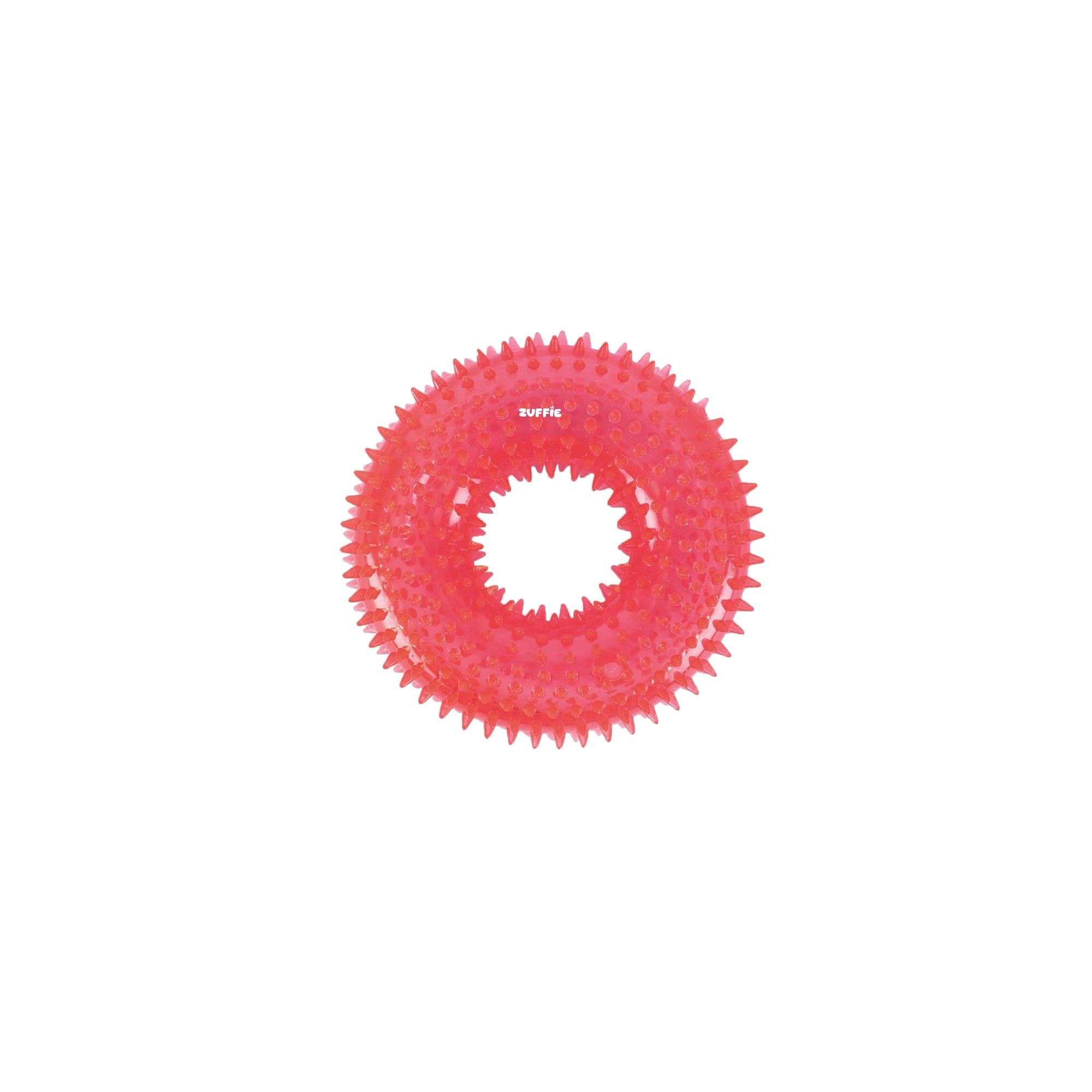 ZUFFIE Dog Spiky Ring Toy - Durable & Bouncy Rubber Chew Toy - Red