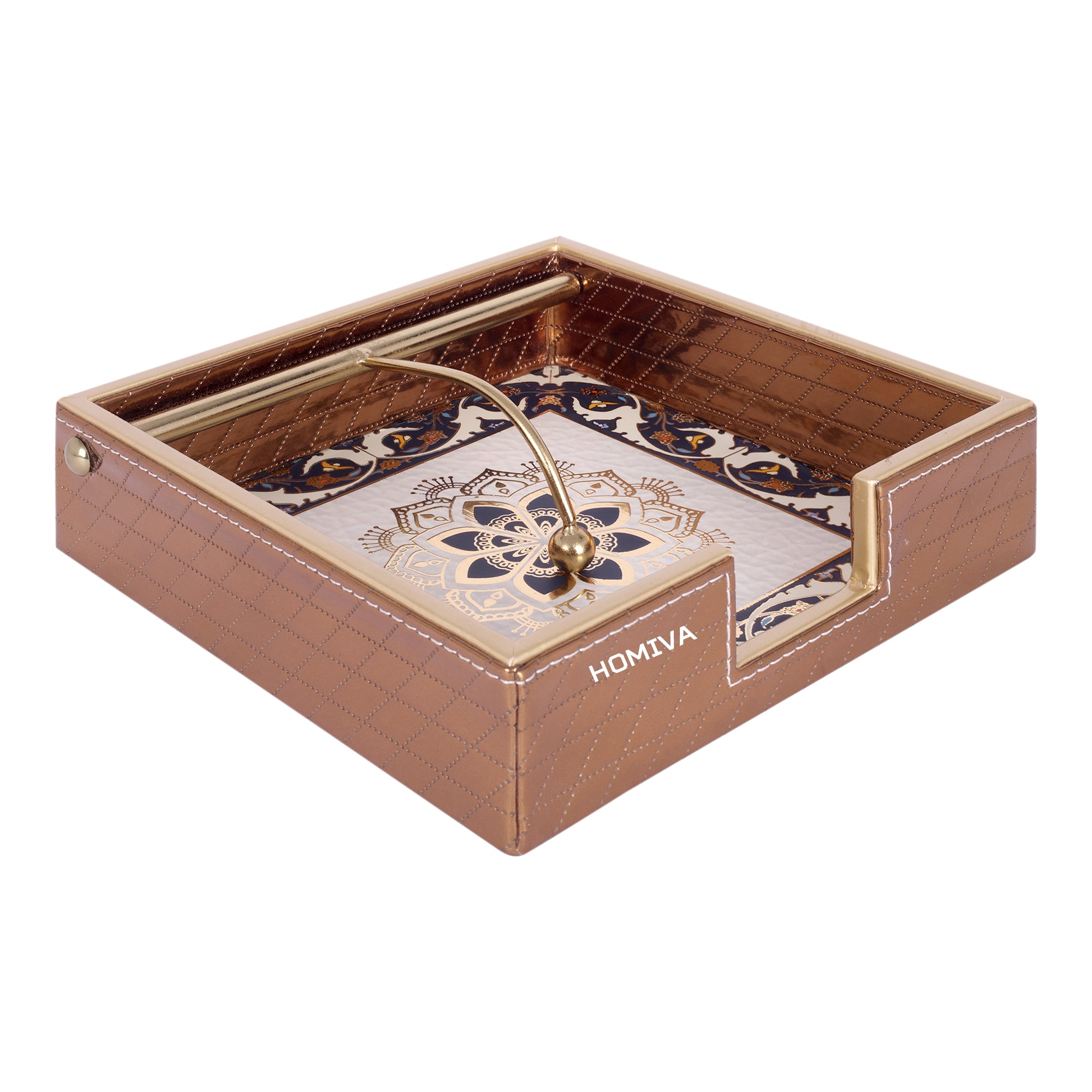 HOMIVA Premium Faux Leatherette Tissue Napkin Holder – Brown