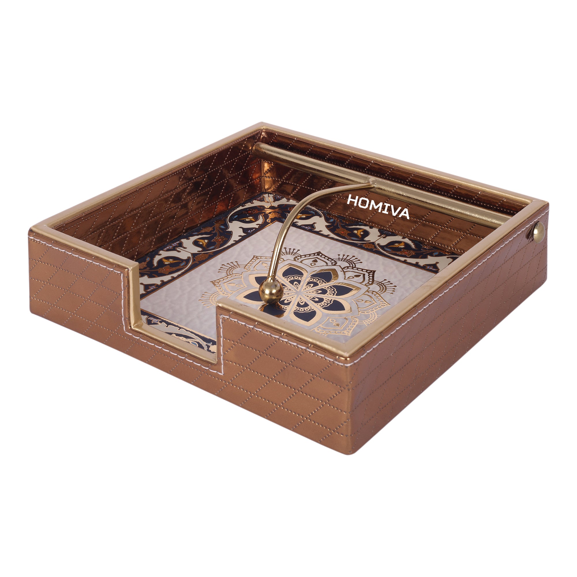 HOMIVA 4-Piece Decorative Tray & Organizer Set, Serving Trays, Tissue Box, Remote Holder - Brown