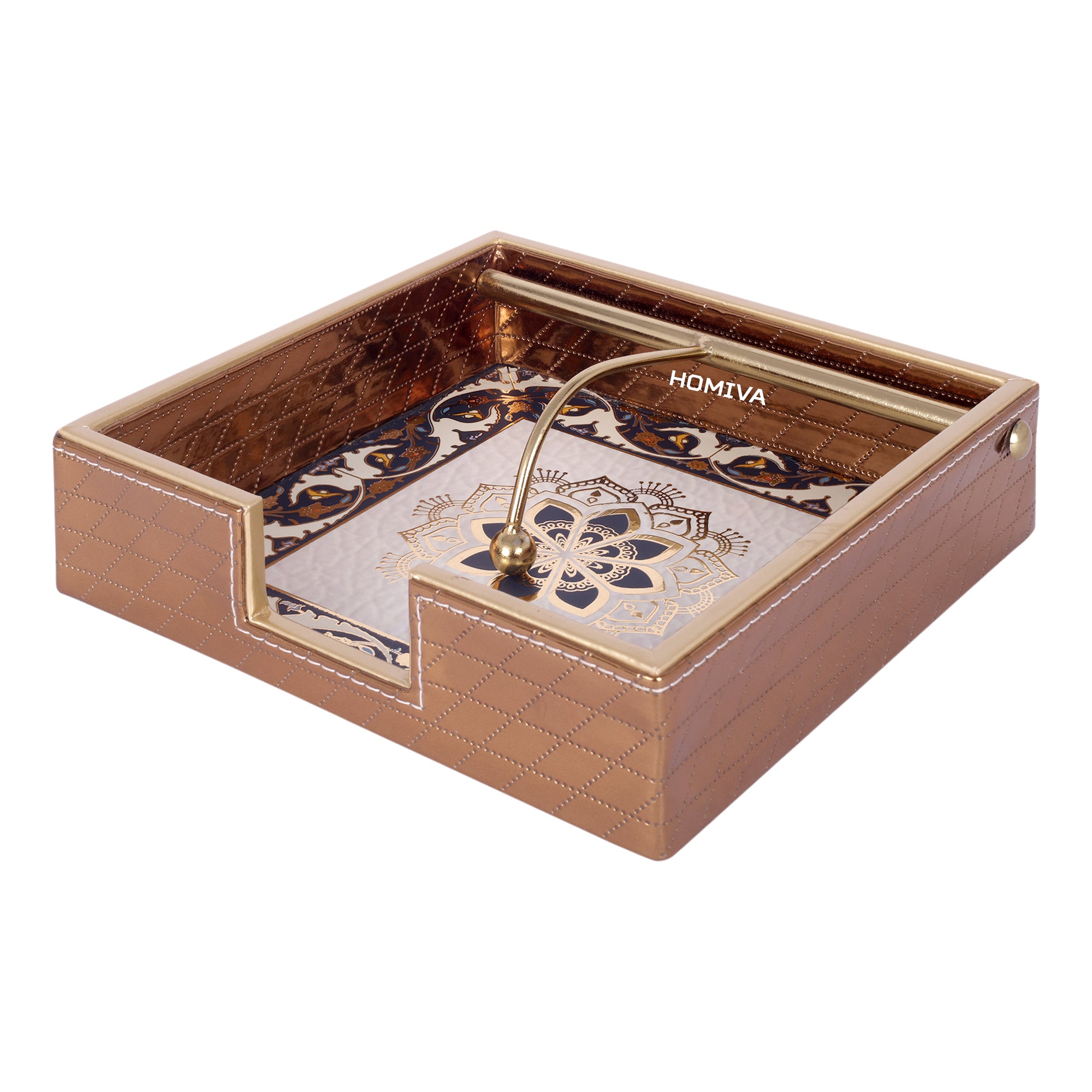 HOMIVA Premium Faux Leatherette Tissue Napkin Holder – Brown