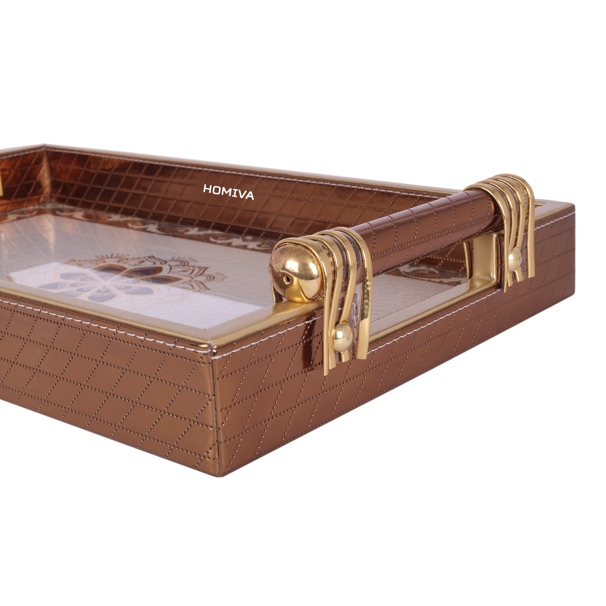 HOMIVA 4-Piece Decorative Tray & Organizer Set, Serving Trays, Tissue Box, Remote Holder - Brown