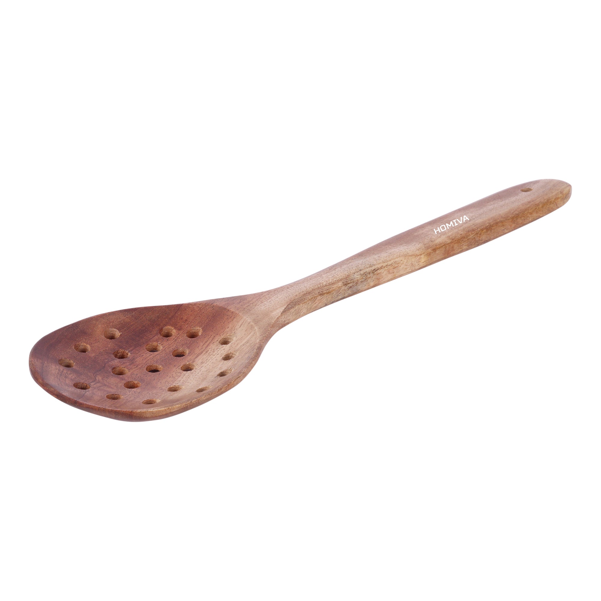 HOMIVA Neem Wooden Slotted Spoon for Cooking Kitchen Ladle ,Heat Resistant & Non-Stick , Non-Toxic, Healthy Cooking