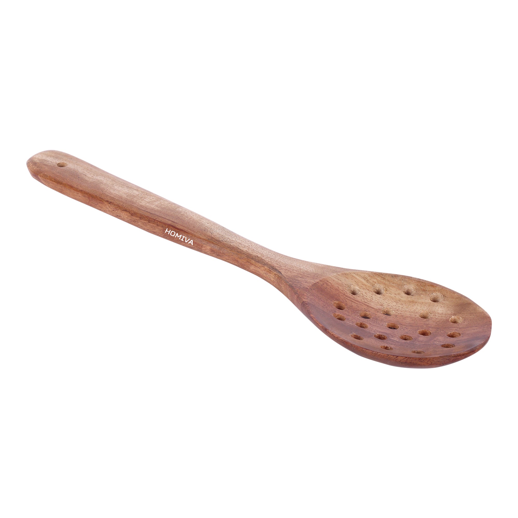 HOMIVA Neem Wooden Slotted Spoon for Cooking Kitchen Ladle ,Heat Resistant & Non-Stick , Non-Toxic, Healthy Cooking