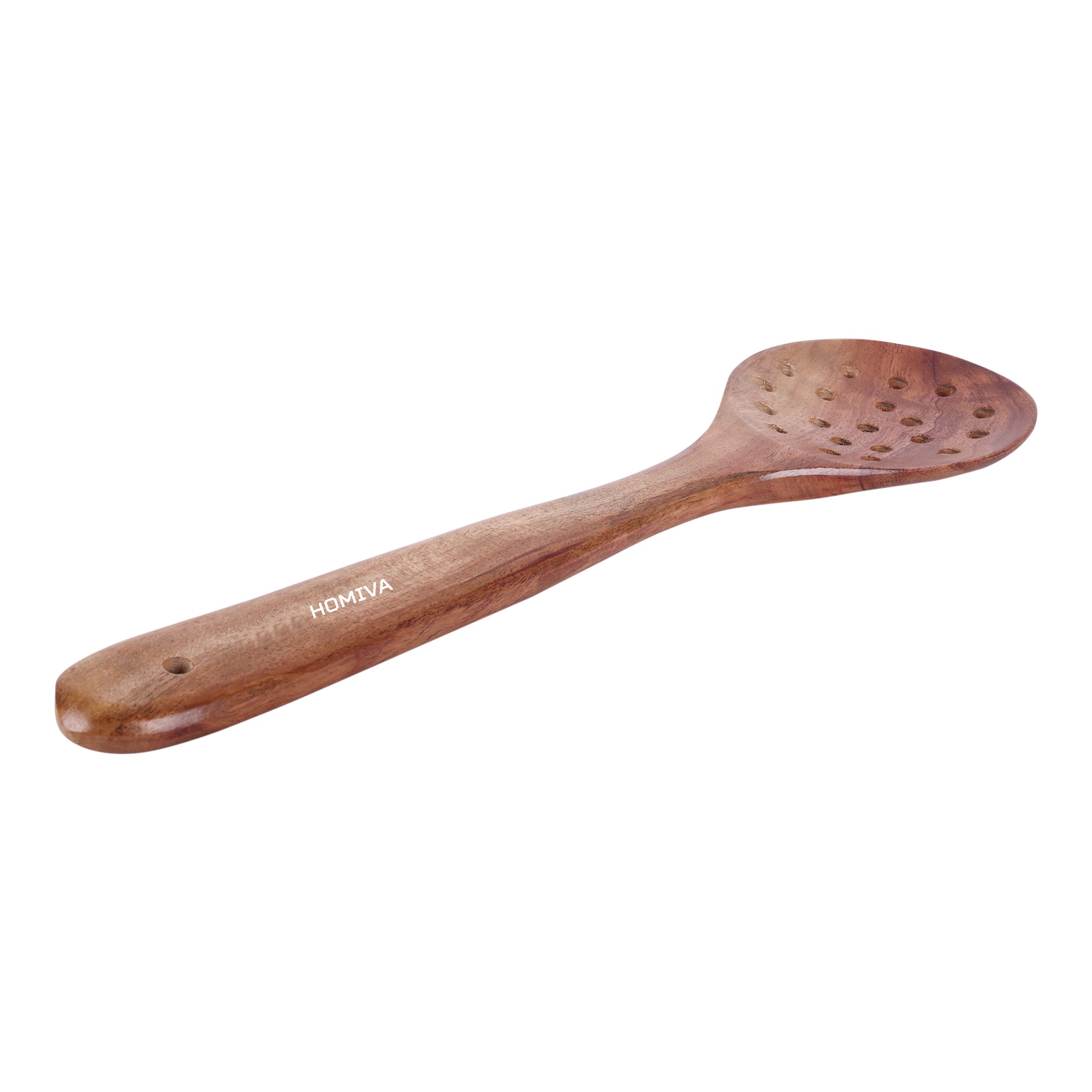 HOMIVA Neem Wooden Slotted Spoon for Cooking Kitchen Ladle ,Heat Resistant & Non-Stick , Non-Toxic, Healthy Cooking