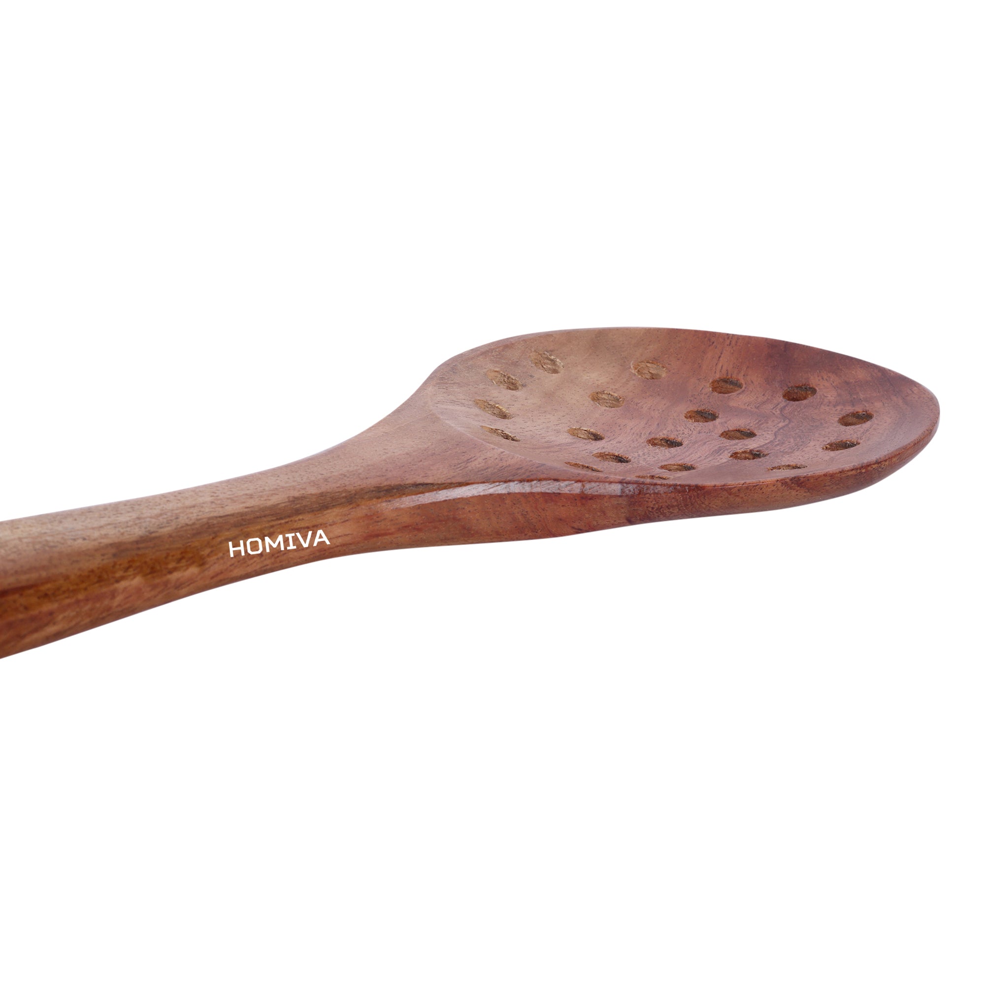 HOMIVA Neem Wooden Slotted Spoon for Cooking Kitchen Ladle ,Heat Resistant & Non-Stick , Non-Toxic, Healthy Cooking