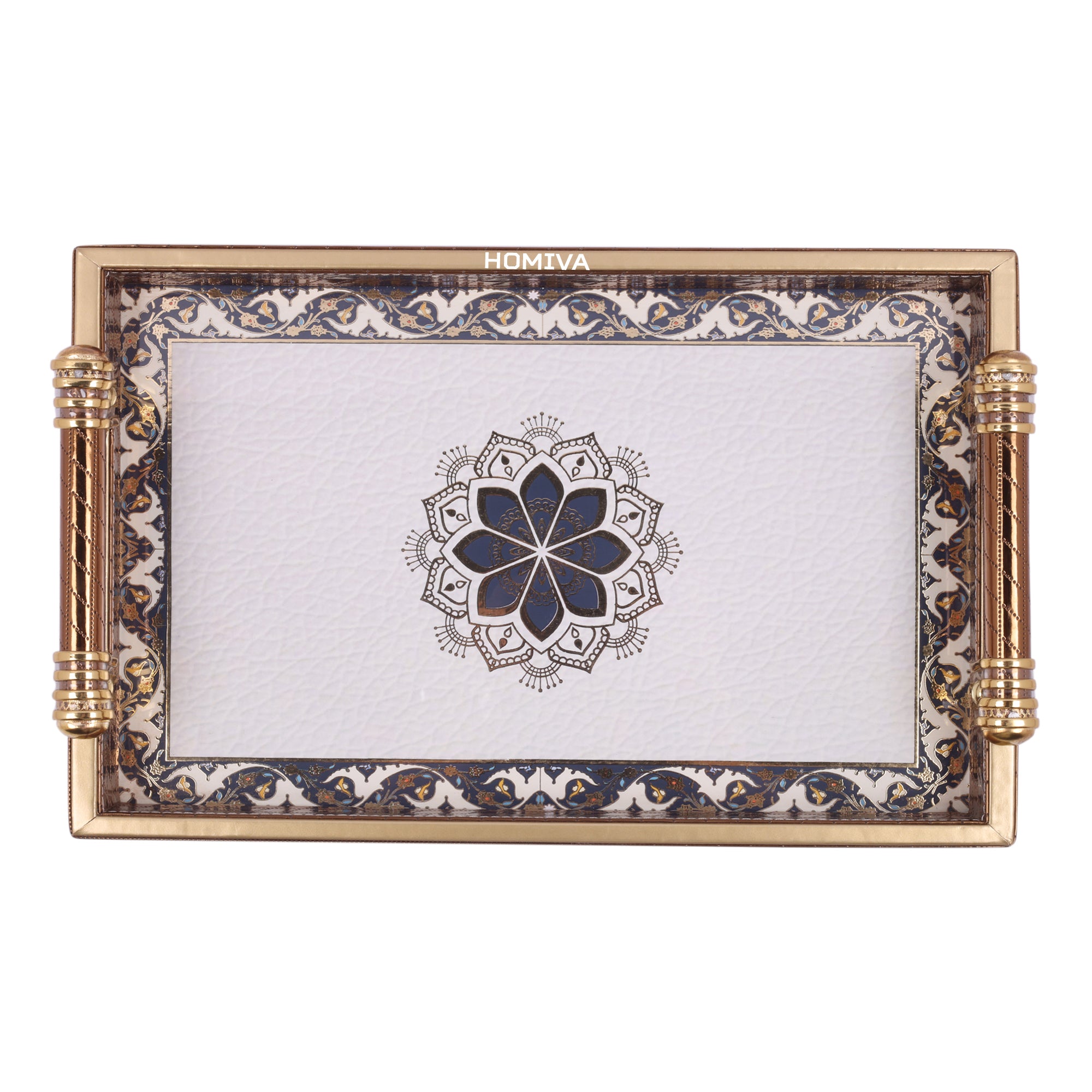 HOMIVA Premium Faux Leatherette Serving Tray Large (46x31x5.5 cm) - Brown