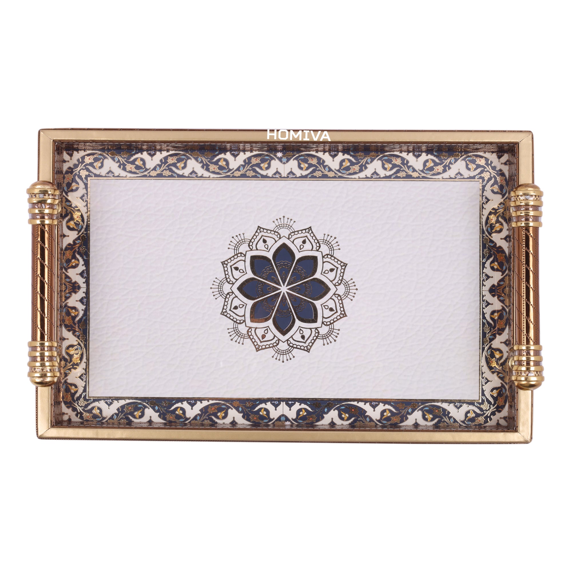 HOMIVA Premium Faux Leatherette Serving Tray Small (41x26x4.5 cm) - Brown