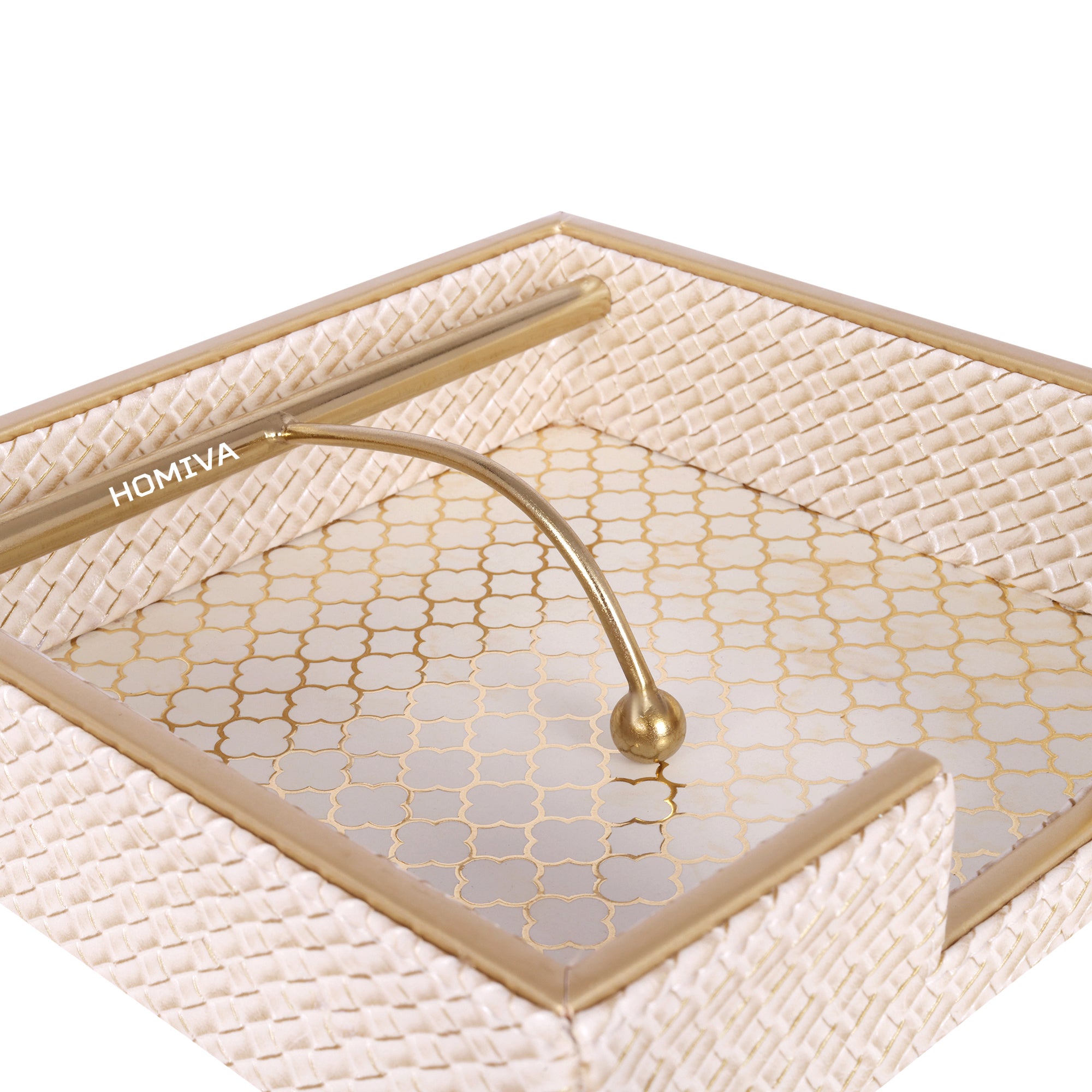 HOMIVA Luxury Leatherette Paper Tray – Blush Beige Faux Leatherette Letter Organizer