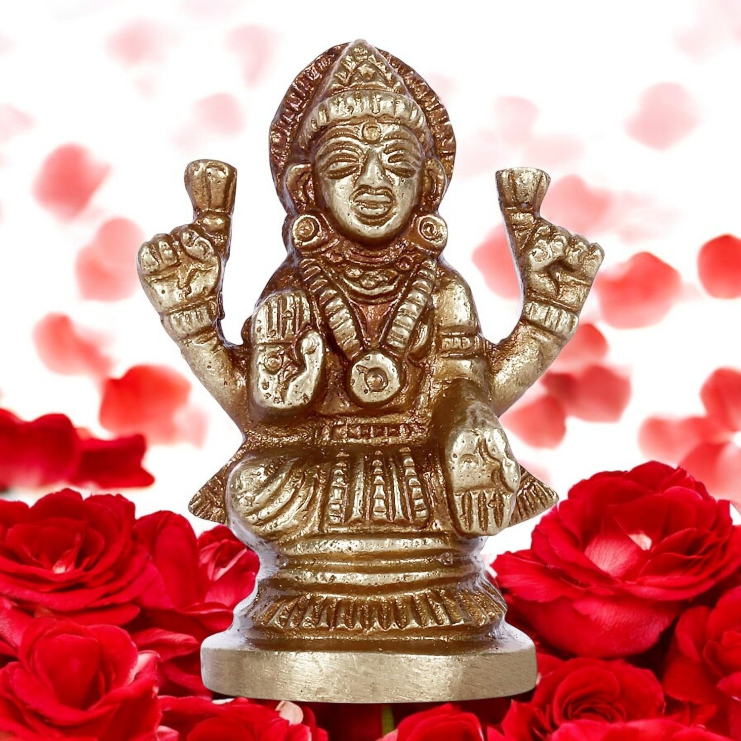 VOILA Brass Goddess Laxmi Idol for Pooja Room, Home Decor