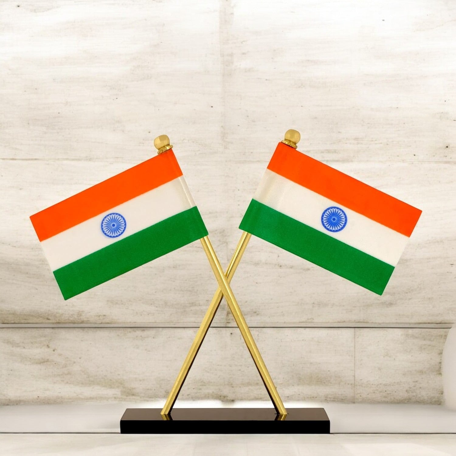 VOILA Indian Flag for Vehicle (Auto, Car, Bus, Truck) Dashboard, Home and Office Decor Flag in Cross Design.