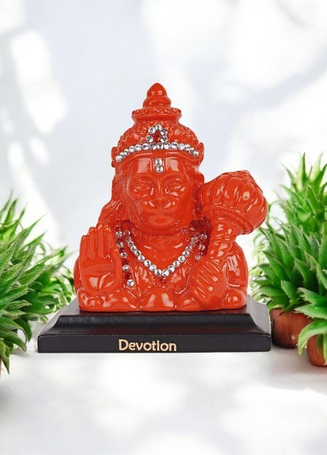 VOILA Lord Hanuman Statue (Orange) – Perfect for Vehicle (Auto/Car/Bus/Truck) Dashboard, Home Temple & Office Decor